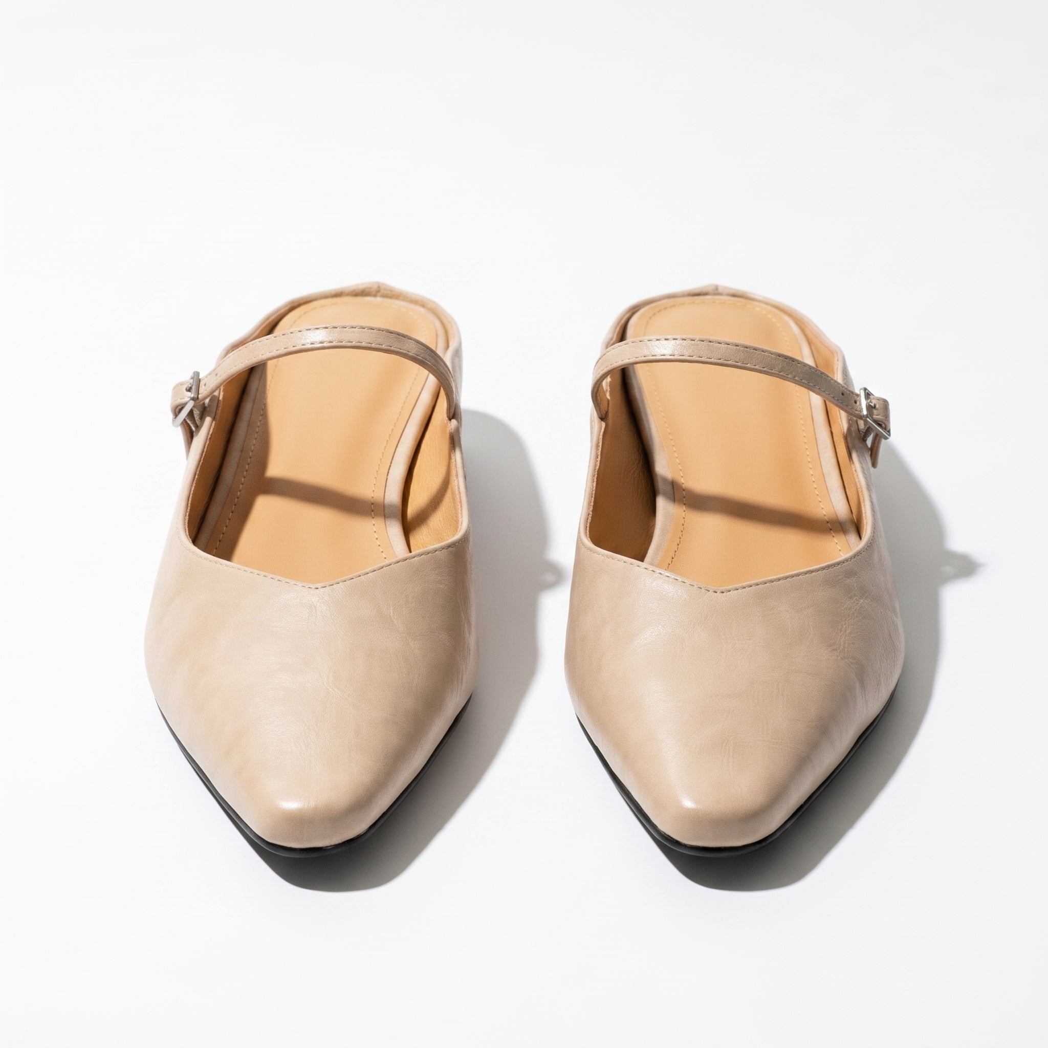 Ava - Women's Pointed - Toe Mary Jane Mules - Sandal - Beige - Taylor & Bennett