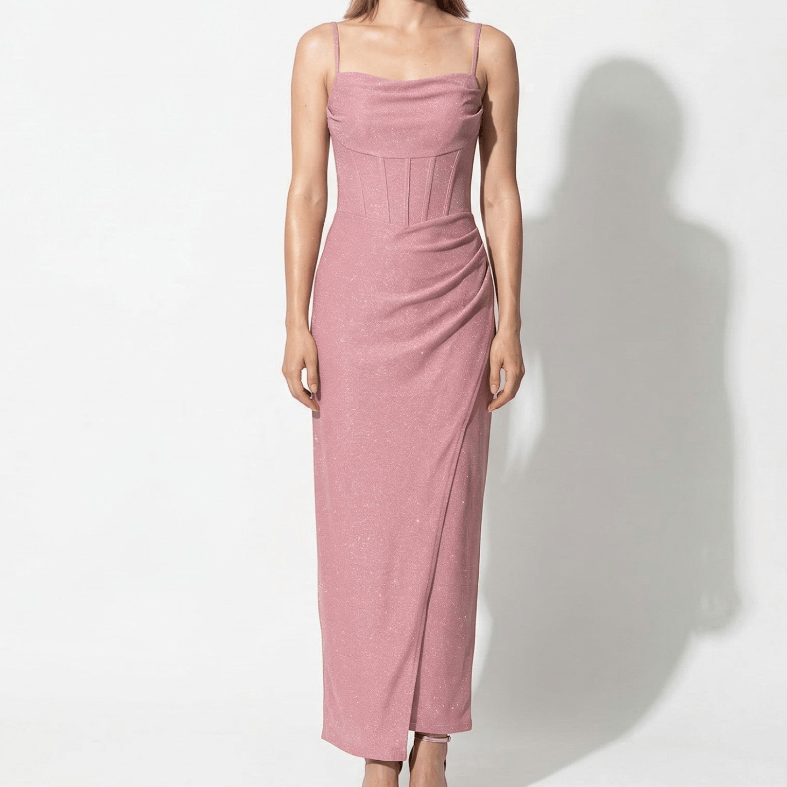 Ava - Women's Sequin Maxi Dress with Corset Bodice - Maxi Dress - Pink - Taylor & Bennett