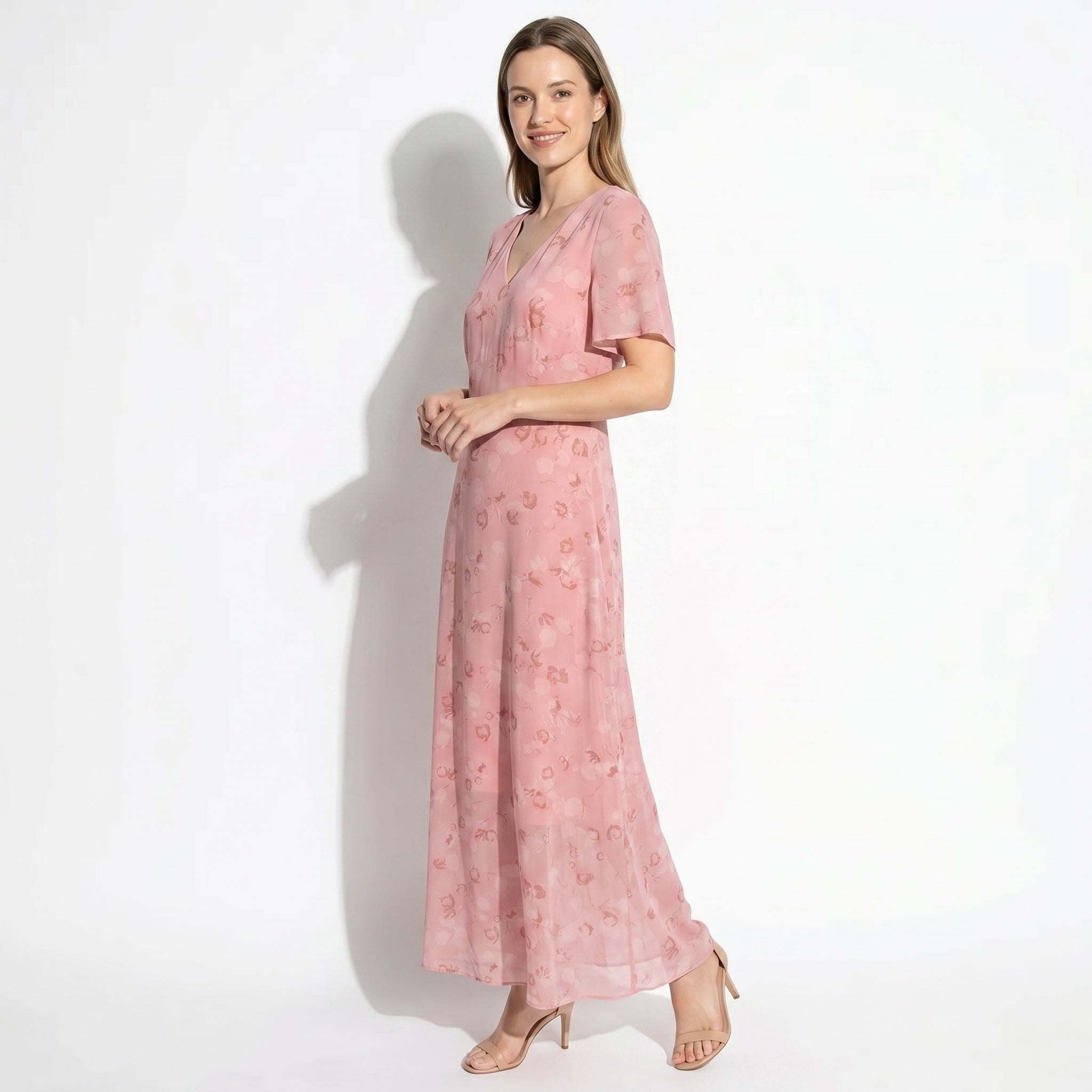 Ava – Women's Summer Floral Print Chiffon Maxi Dress - Maxi Dress - Pink - Taylor & Bennett