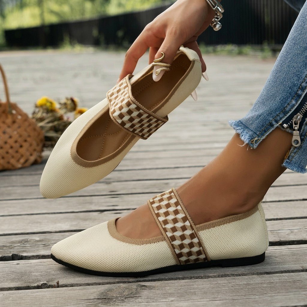 Beatrice - Women's Pointed Toe Ballet Flats - Sandals - Beige - Taylor & Bennett
