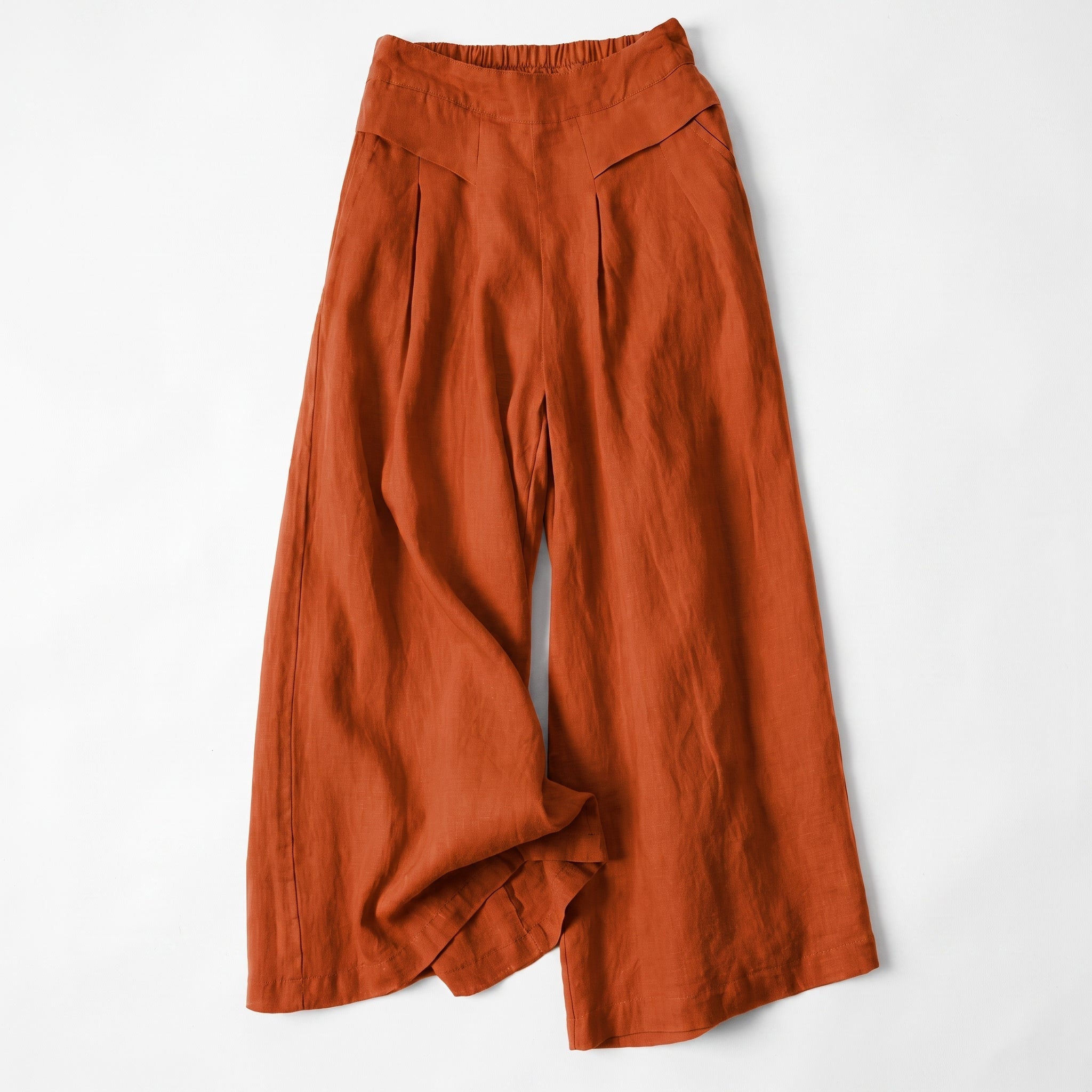 Beatrice - Women's Summer Wide-Leg Pleated Culotte Pants - Culottes - Orange - Taylor & Bennett