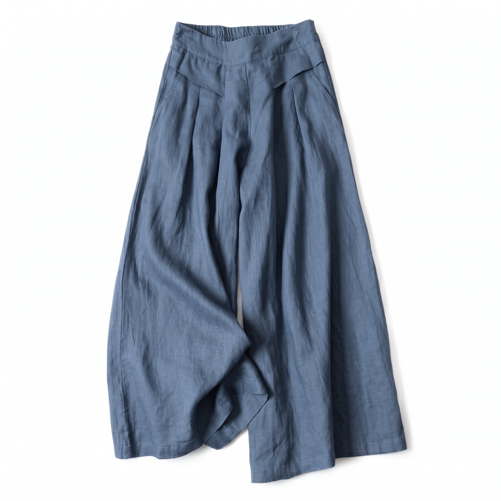Beatrice - Women's Summer Wide-Leg Pleated Culotte Pants - Culottes - Blue - Taylor & Bennett