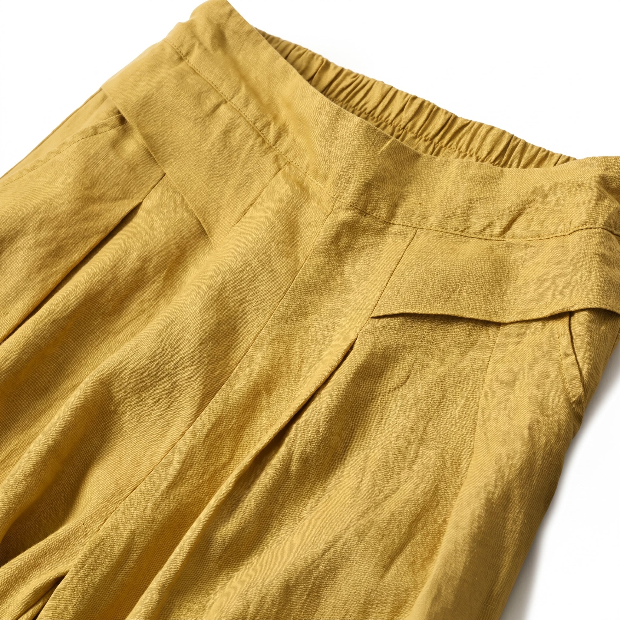 Beatrice - Women's Summer Wide-Leg Pleated Culotte Pants - Culottes - Yellow - Taylor & Bennett