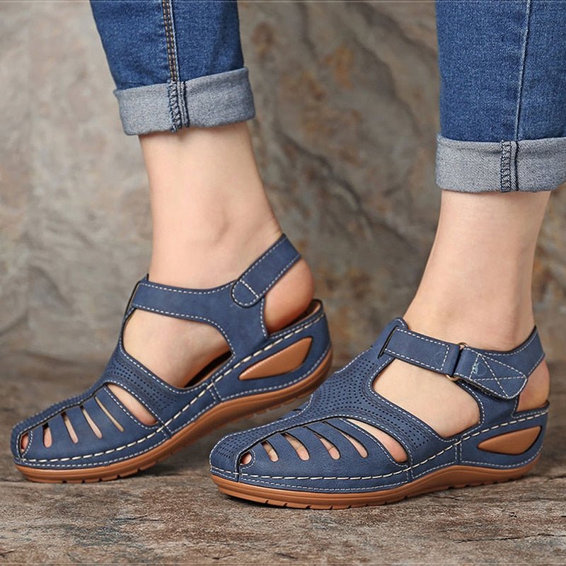 Belle - Women's Orthopaedic Fisherman Wedge Sandals - Sandals - Blue - Taylor & Bennett