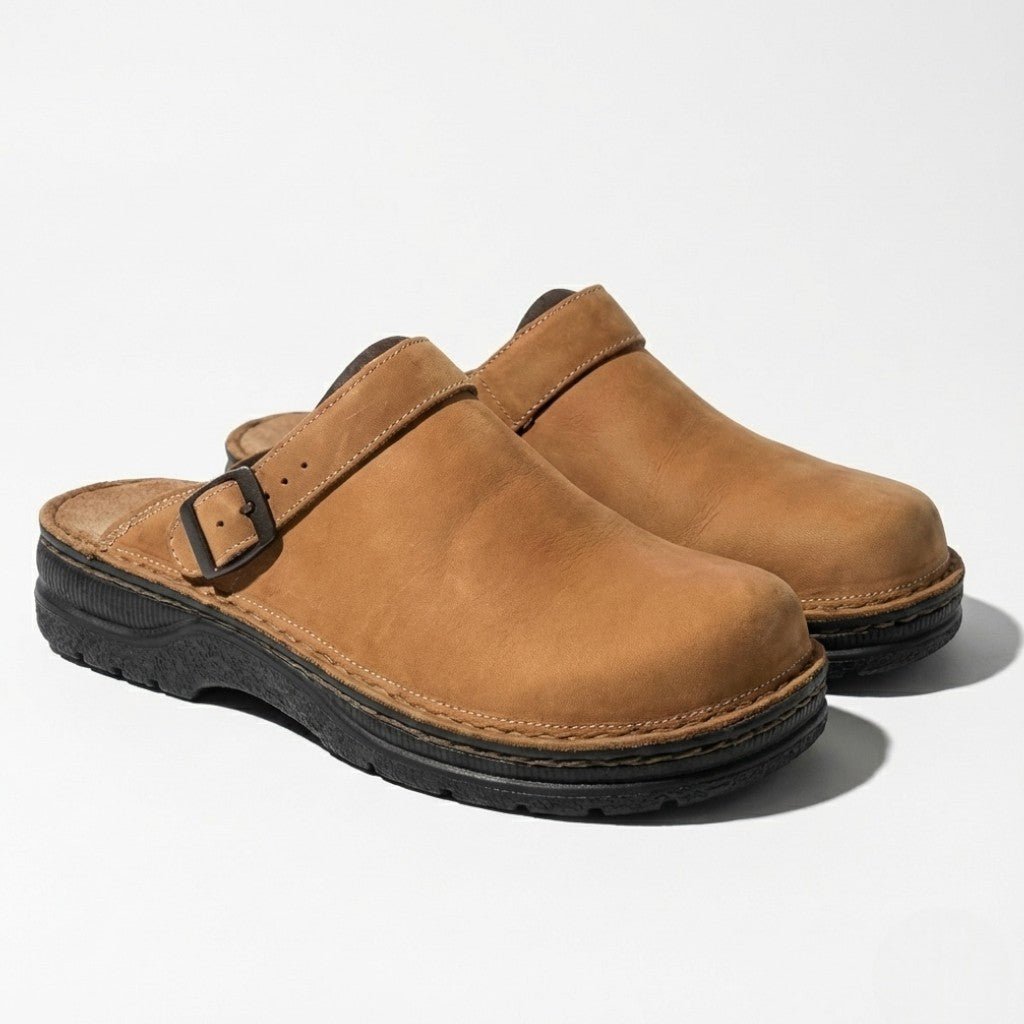 Benjamin – Elegant Orthopaedic Clogs – Slip - Resistant, Padded Sole - Shoes - Brown - Taylor & Bennett