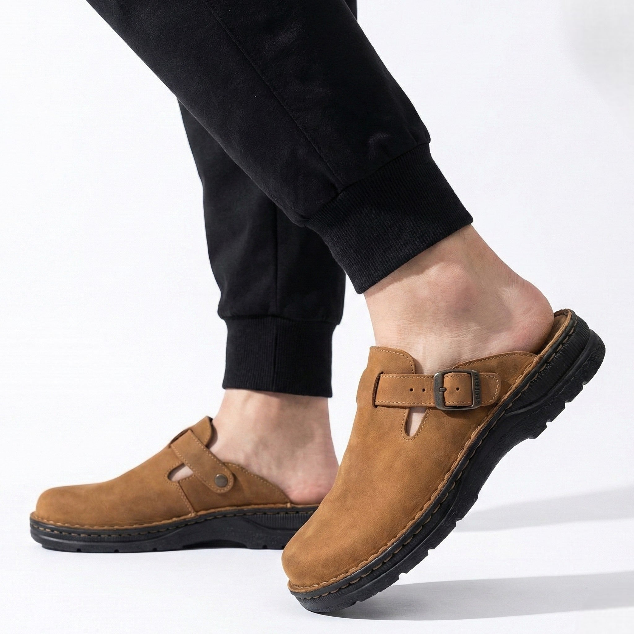 Benjamin – Elegant Orthopaedic Clogs – Slip - Resistant, Padded Sole - Shoes - Brown - Taylor & Bennett