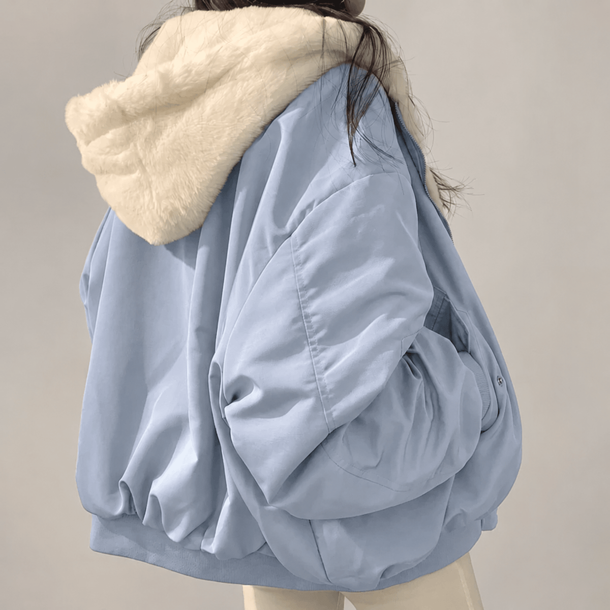 Caitlin - Women's Hooded Puffer Jacket with Soft Trim - Puffer Jackets - Blue - Taylor & Bennett