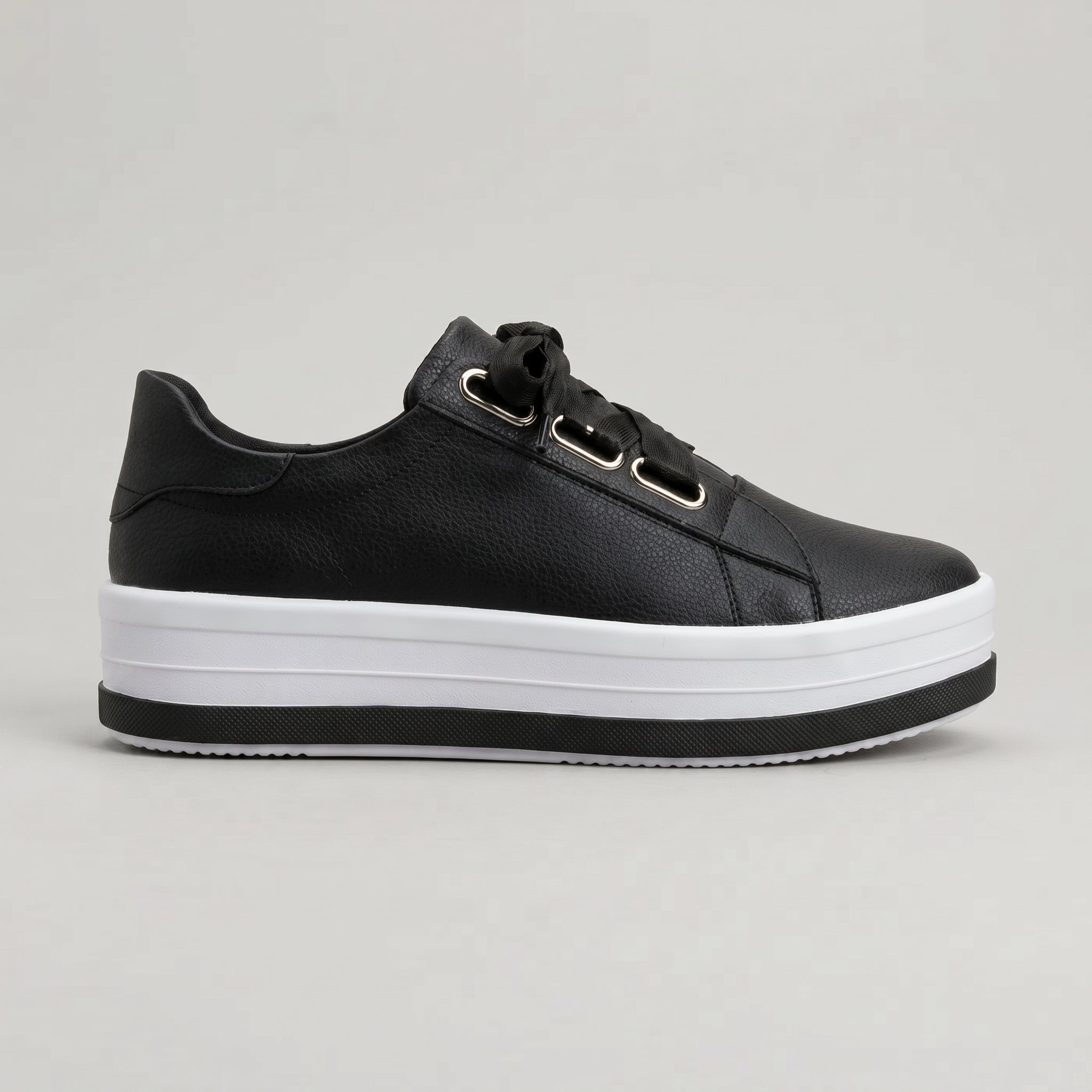 Carina - Women's Lace-Up Ribbon Bow Low-Top Trainers - Trainers - Black - Taylor & Bennett