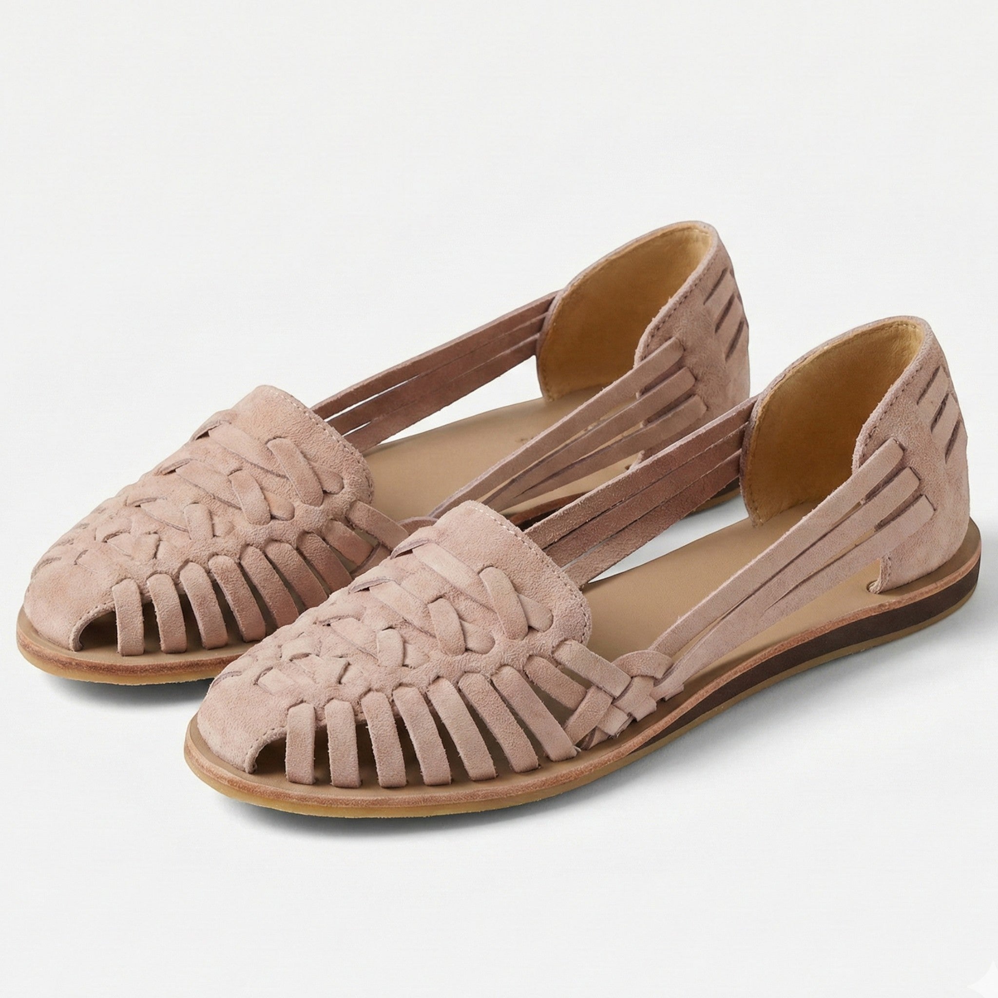 Catherine - Women's Woven Flat Sandals with Open Sides - Orthopaedic Shoes - Pink - Taylor & Bennett