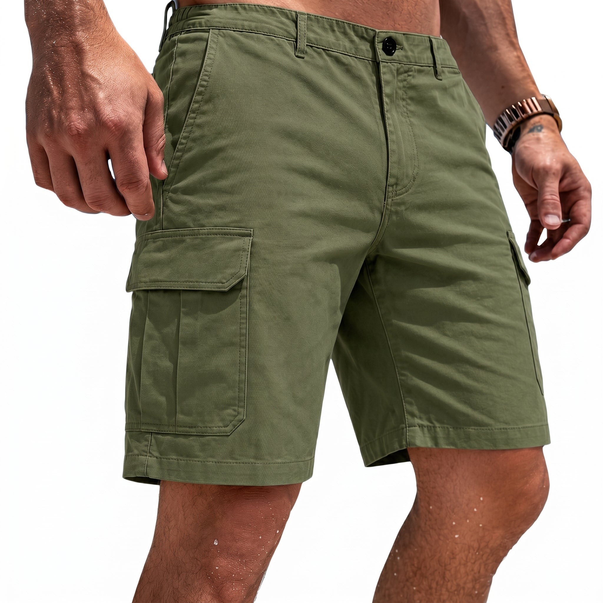 Charlie - Men's Casual Relaxed Fit Cargo Shorts - Shorts - Green - Taylor & Bennett