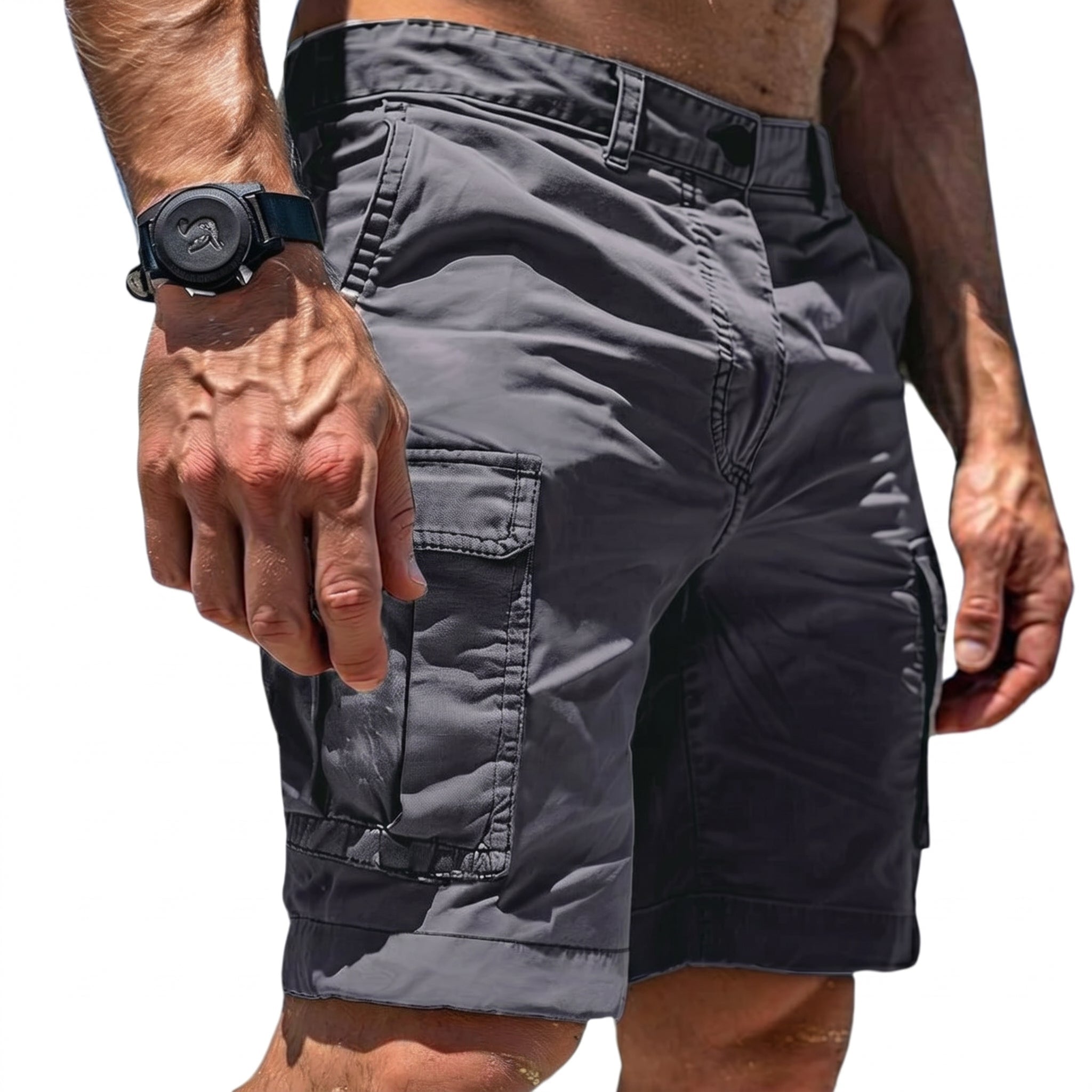 Charlie - Men's Casual Relaxed Fit Cargo Shorts - Shorts - Grey - Taylor & Bennett