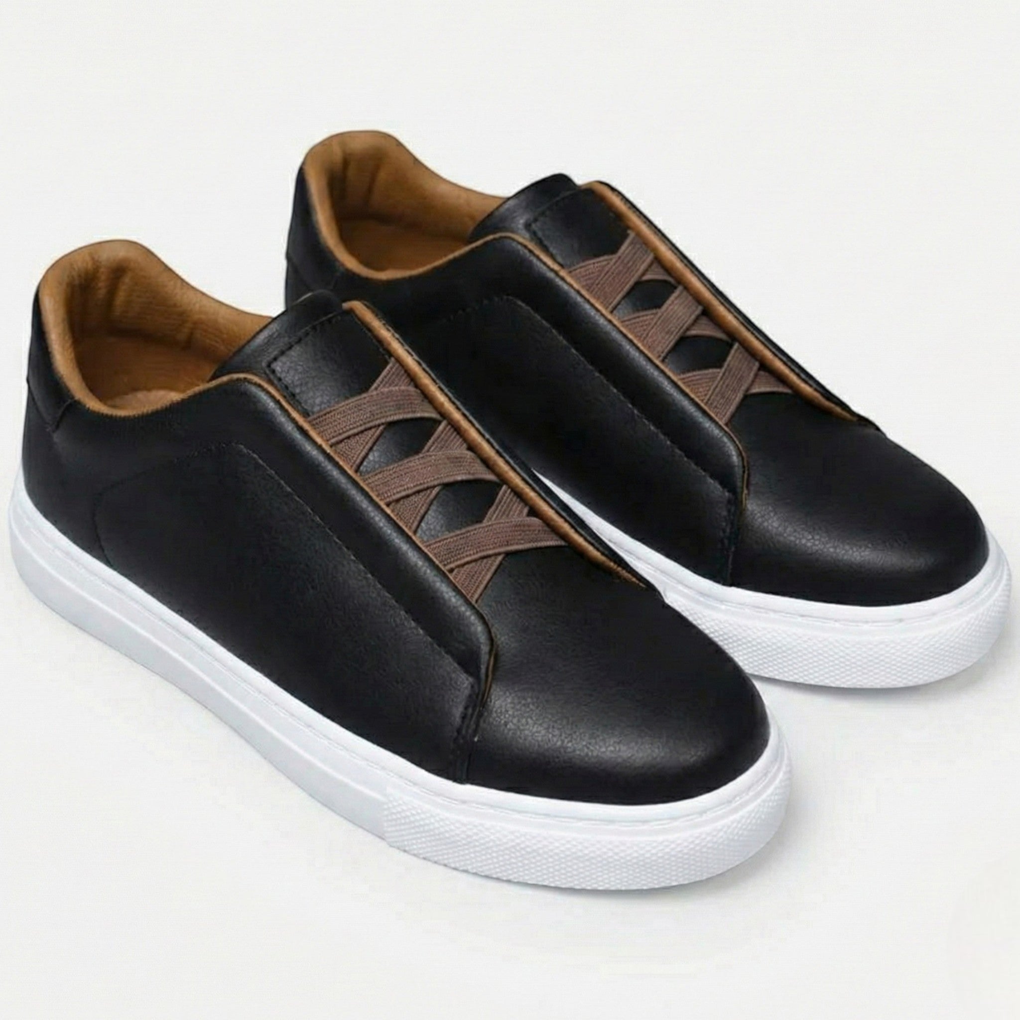 Charlie - Men's Comfortable Slip - on Trainers - Trainers - Black - Taylor & Bennett