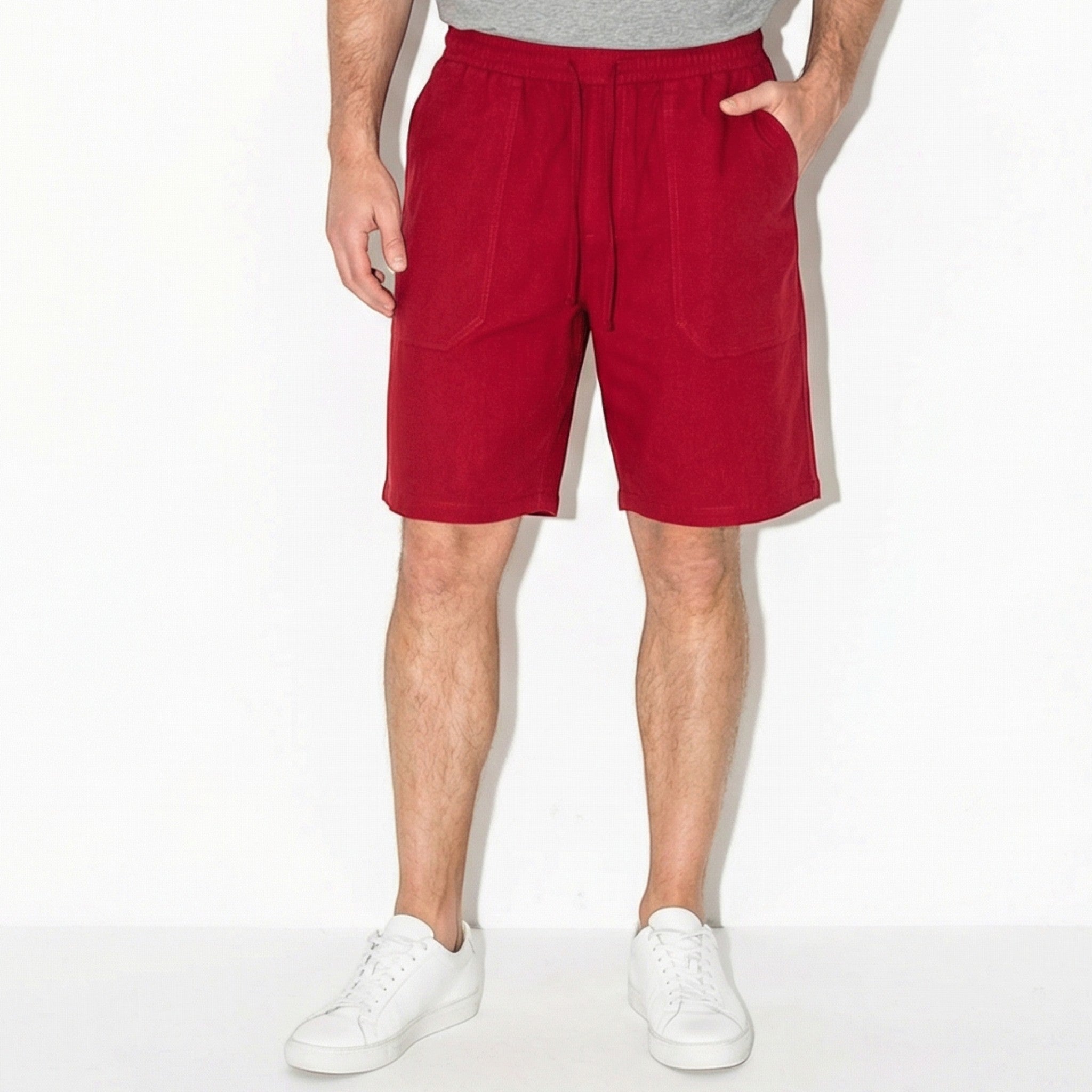 Charlie - Men's Relaxed Fit Summer Drawstring Shorts - Shorts Men - Red - Taylor & Bennett