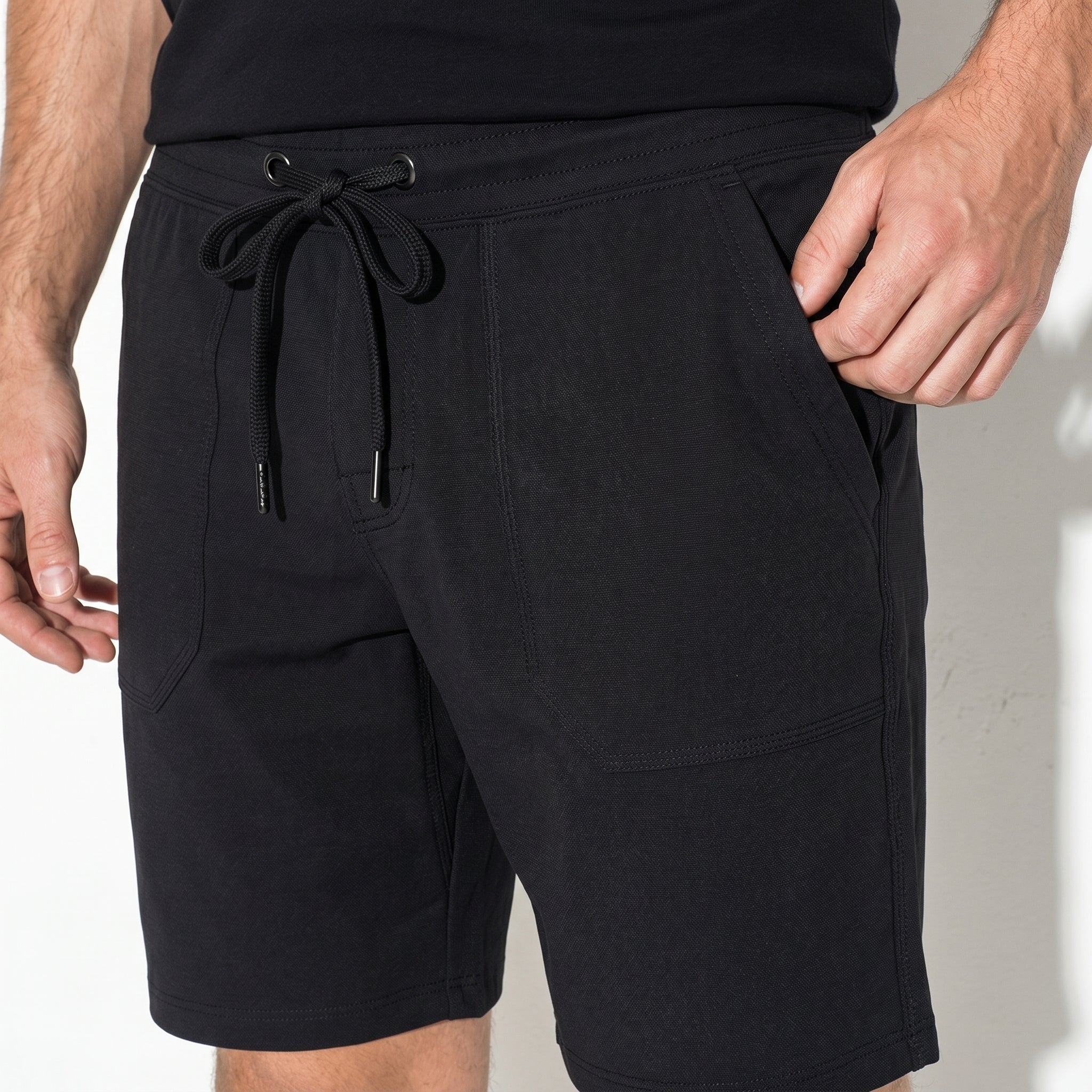 Charlie - Men's Relaxed Fit Summer Drawstring Shorts - Shorts Men - Black - Taylor & Bennett