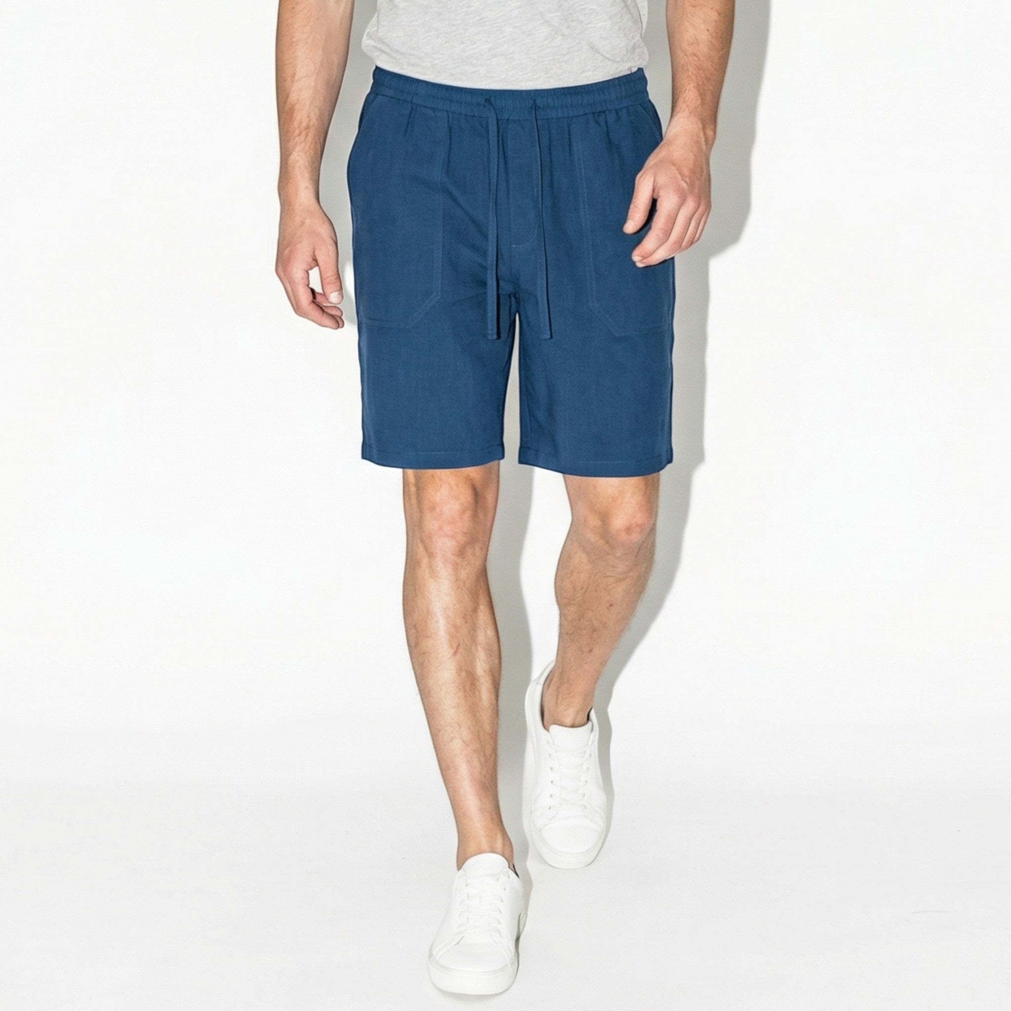 Charlie - Men's Relaxed Fit Summer Drawstring Shorts - Shorts Men - Blue - Taylor & Bennett