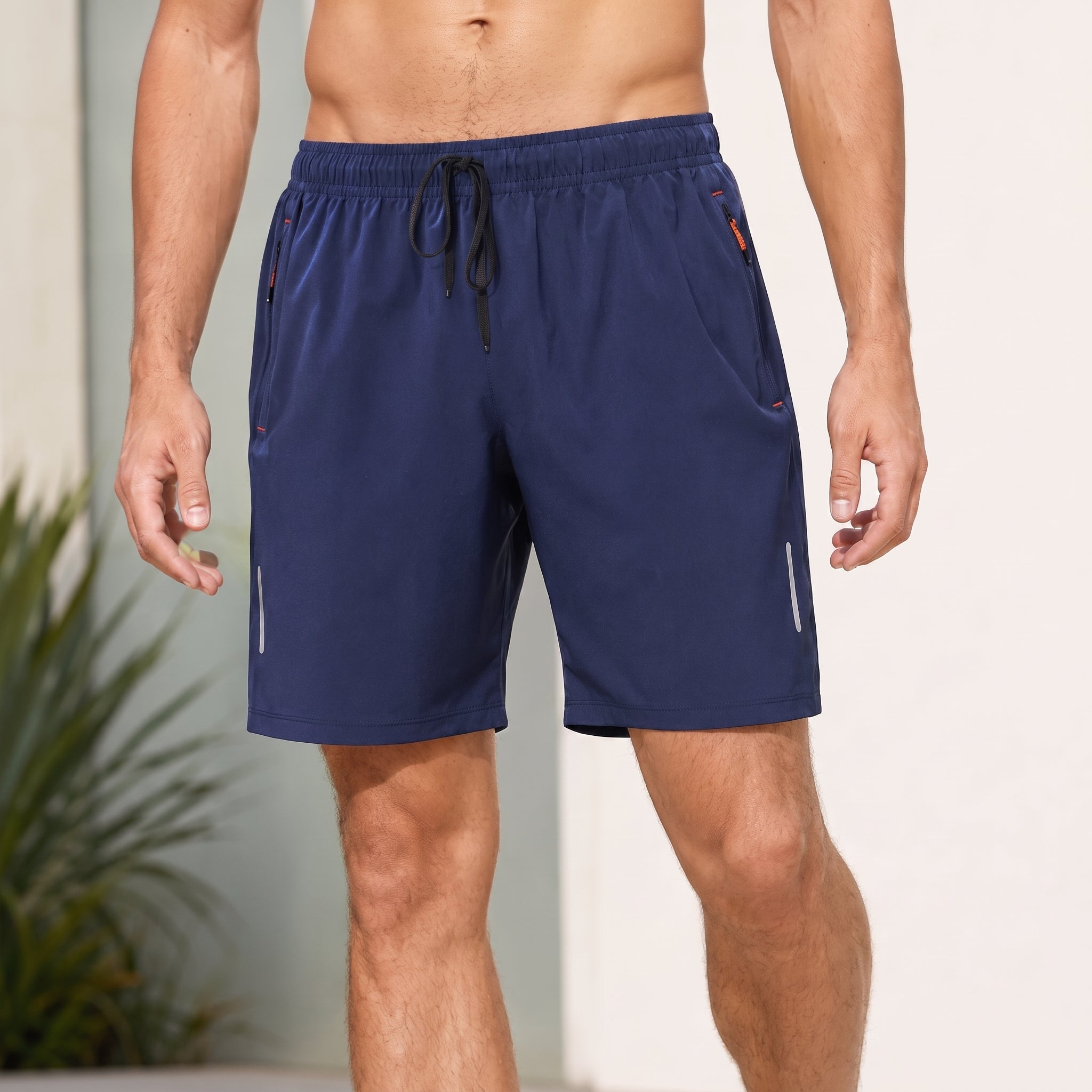 Charlie – Men's Summer Relaxed Fit Zip Pocket Sports Shorts - Shorts - Navy Blue - Taylor & Bennett