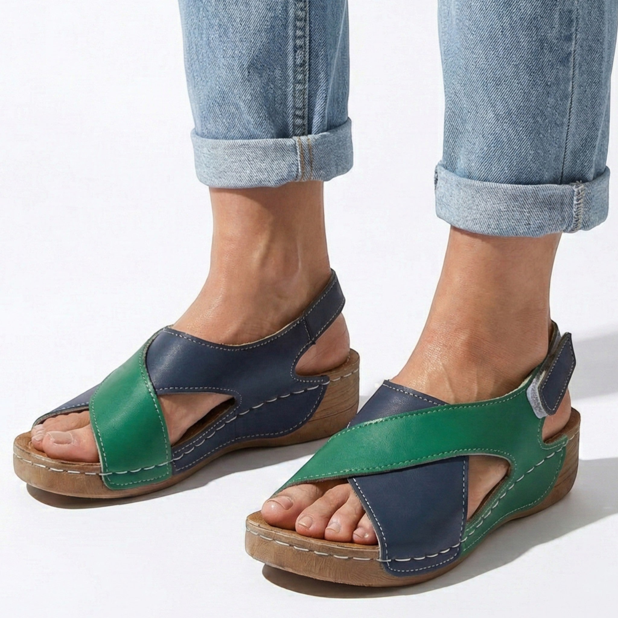 Charlotte - Women's Sandals with Arch Support and Wedge Heel - Sandals - Green - Taylor & Bennett