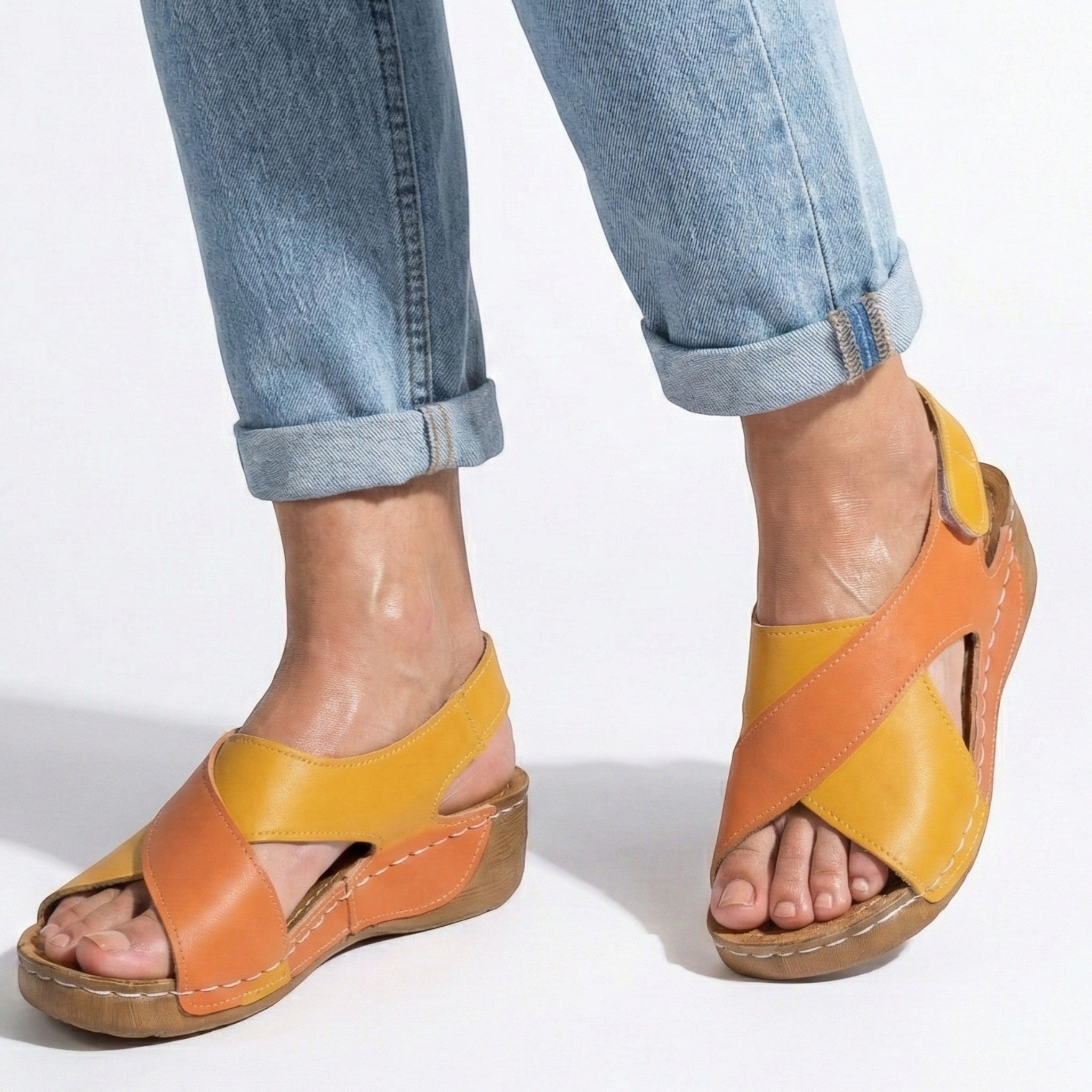 Charlotte - Women's Sandals with Arch Support and Wedge Heel - Sandals - Orange - Taylor & Bennett