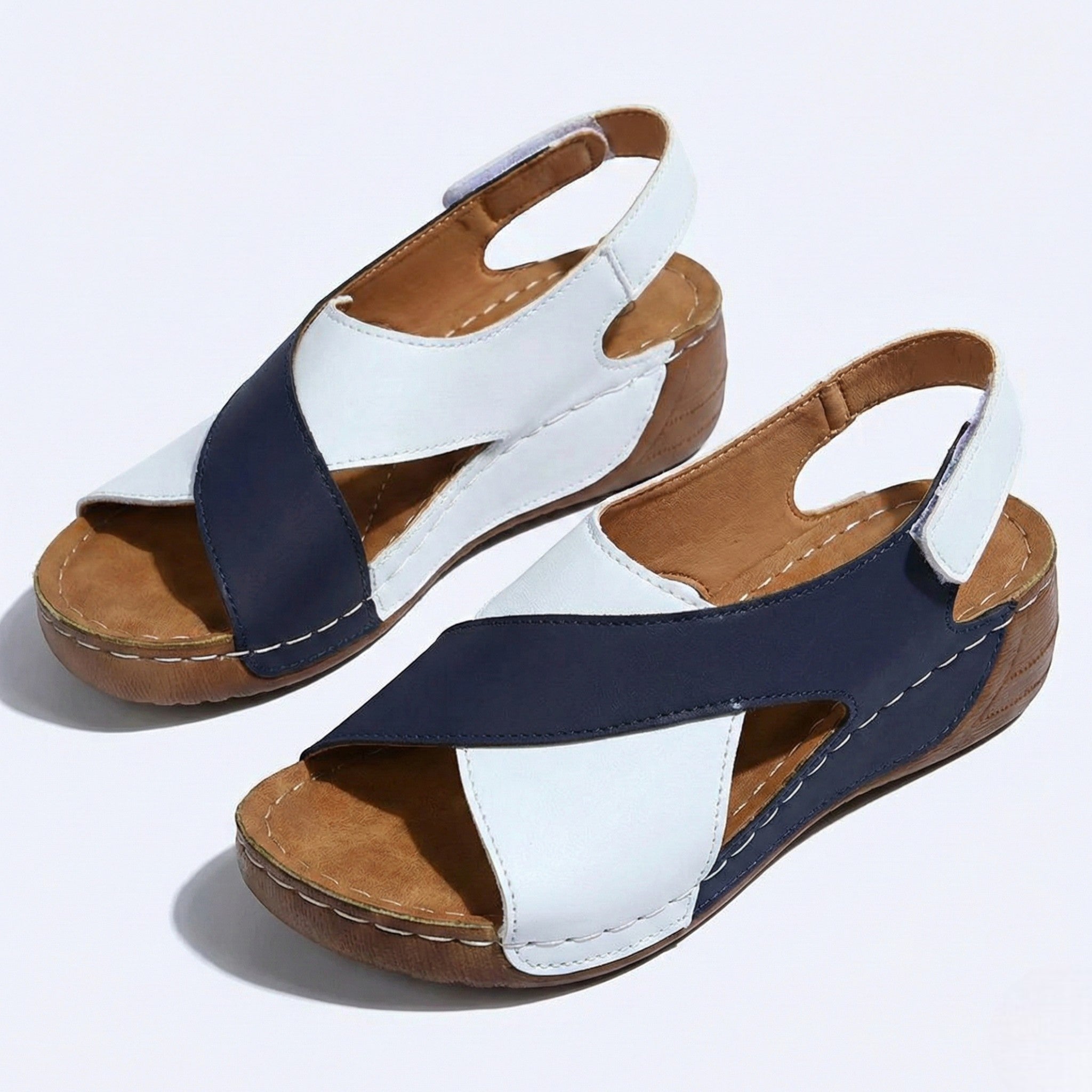 Charlotte - Women's Sandals with Arch Support and Wedge Heel - Sandals - Blue - Taylor & Bennett