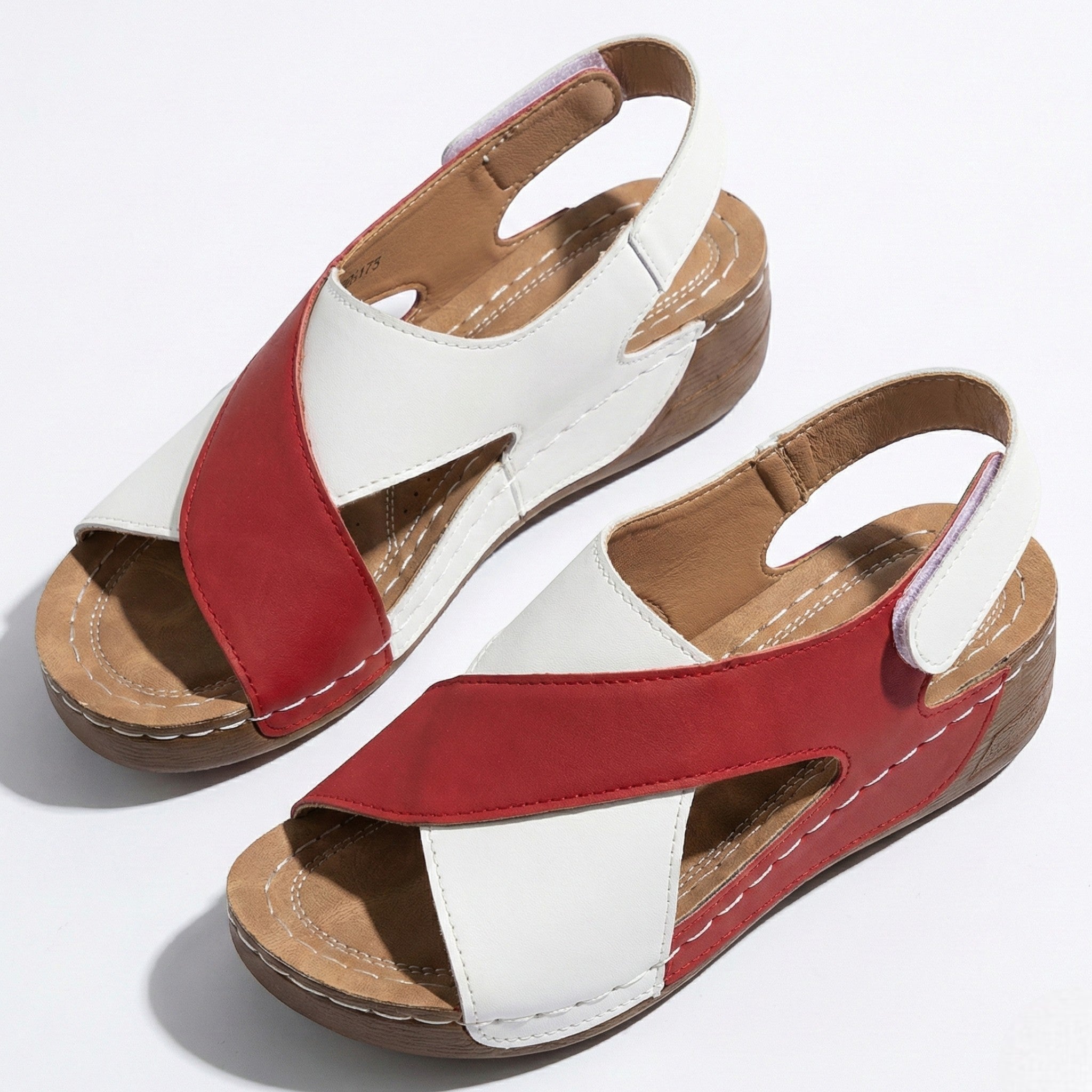 Charlotte - Women's Sandals with Arch Support and Wedge Heel - Sandals - Red - Taylor & Bennett