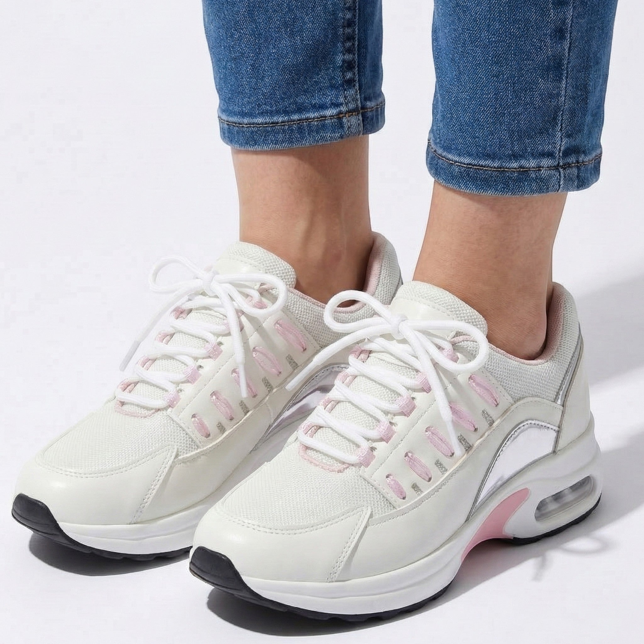 Chloe - Women's Comfortable Cushioned Lace - Up Shoes - Shoes - White - Taylor & Bennett