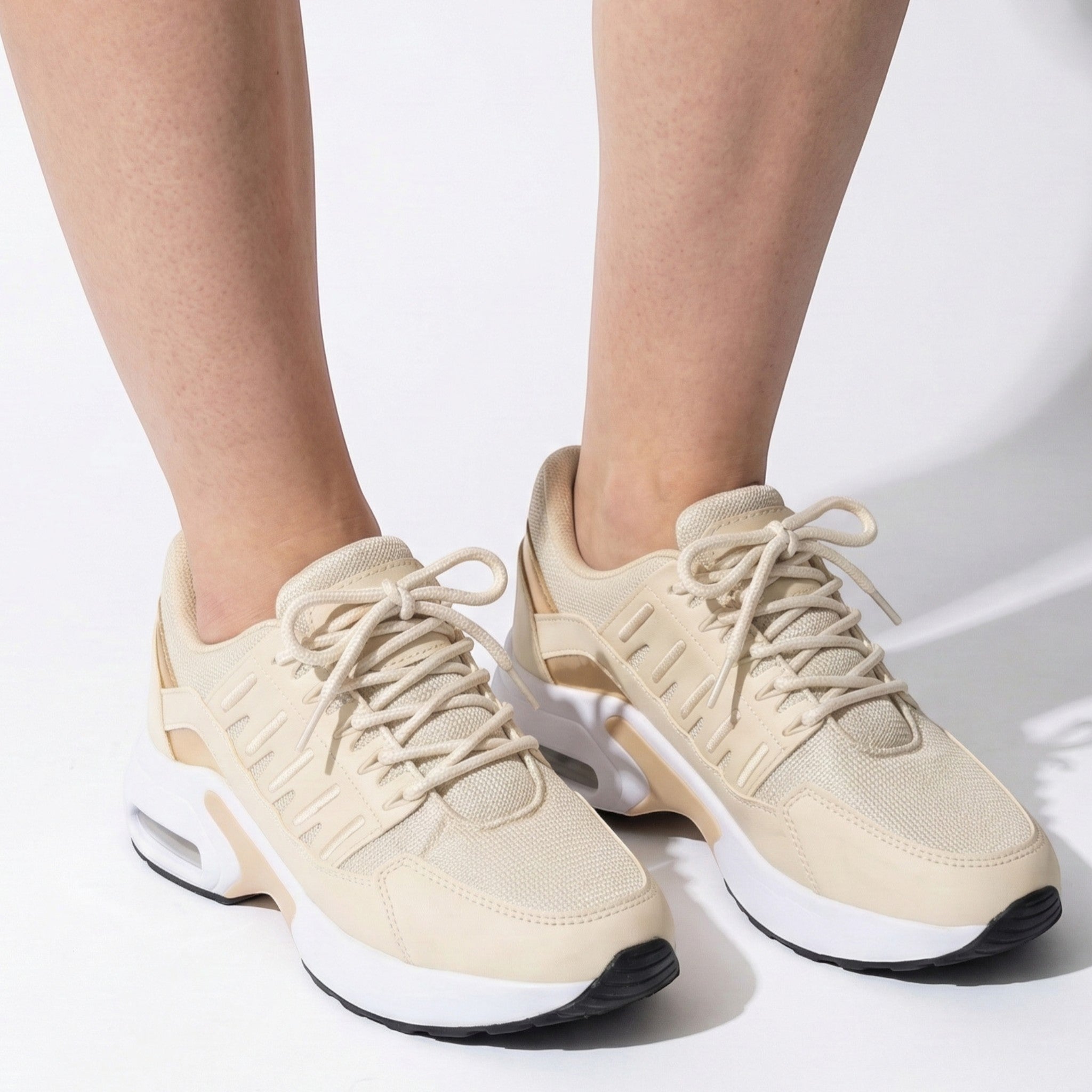 Chloe - Women's Comfortable Cushioned Lace - Up Shoes - Shoes - Beige - Taylor & Bennett