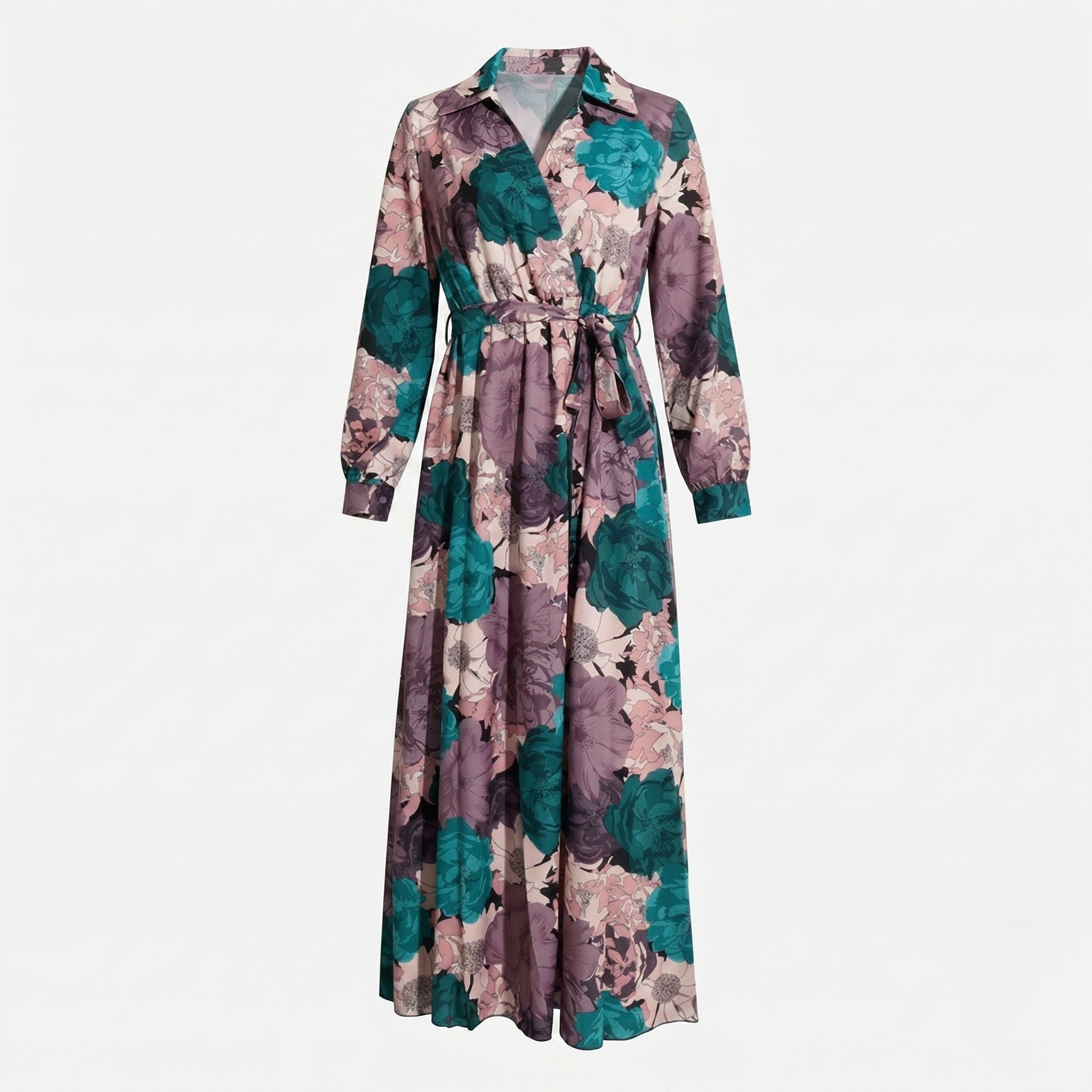 Chloe - Women's Summer Maxi Dress with Waist Tie - Maxi Dress - Dark Green - Taylor & Bennett