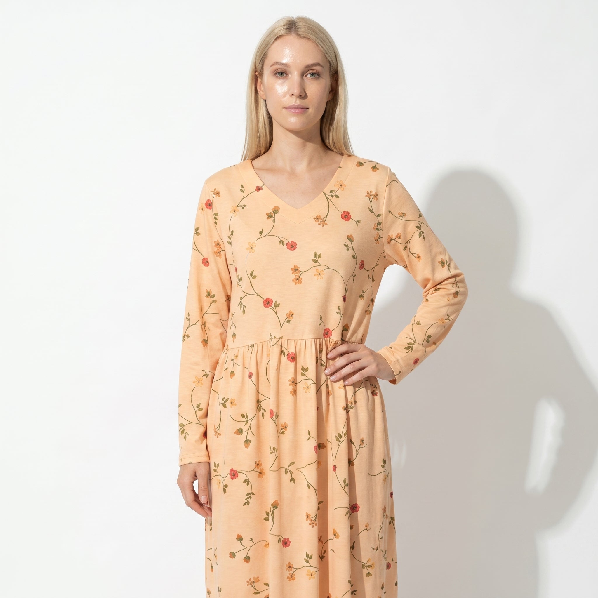 Chloe - Women's V - Neck Printed Maxi Dress - Dress - Yellow - Taylor & Bennett