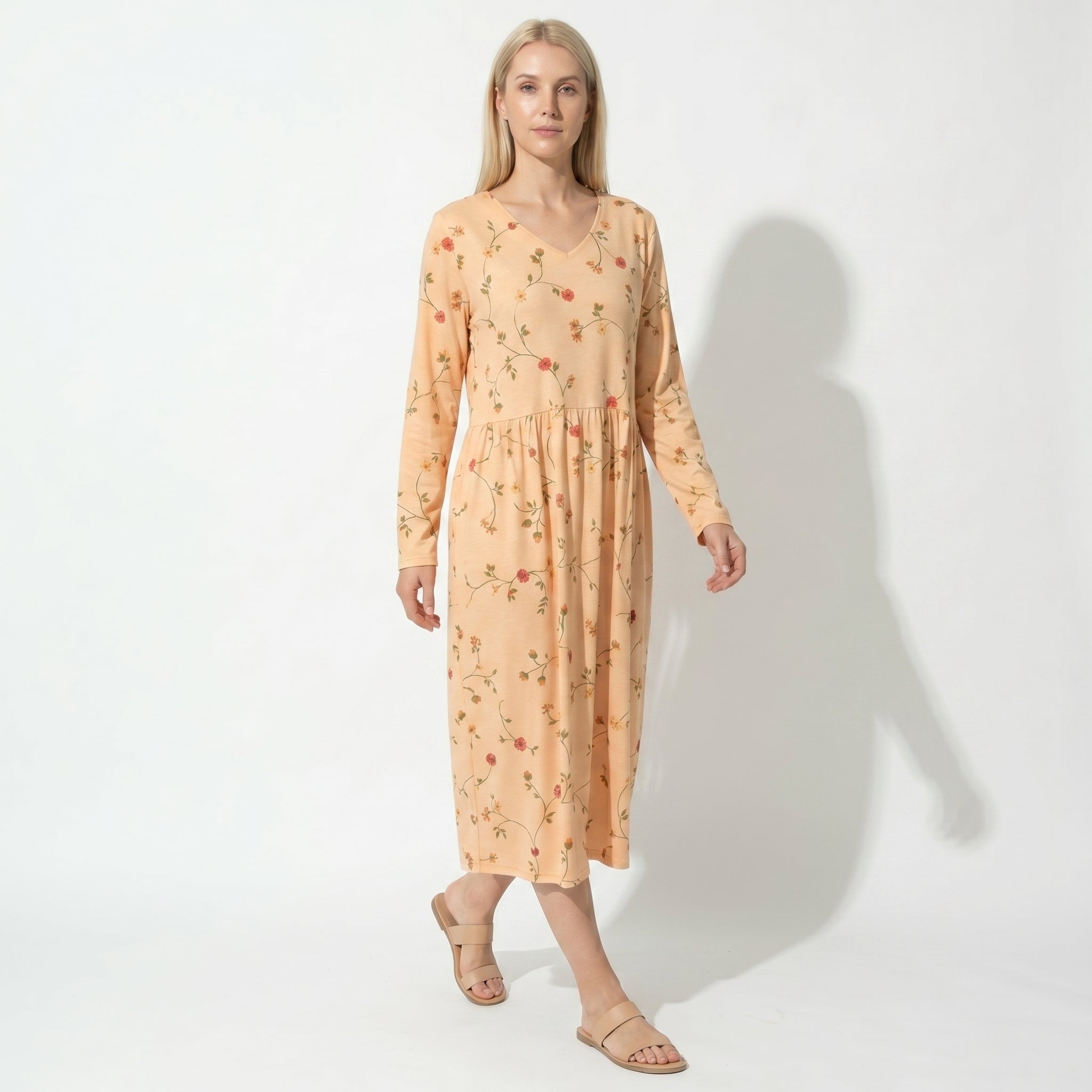 Chloe - Women's V - Neck Printed Maxi Dress - Dress - Yellow - Taylor & Bennett