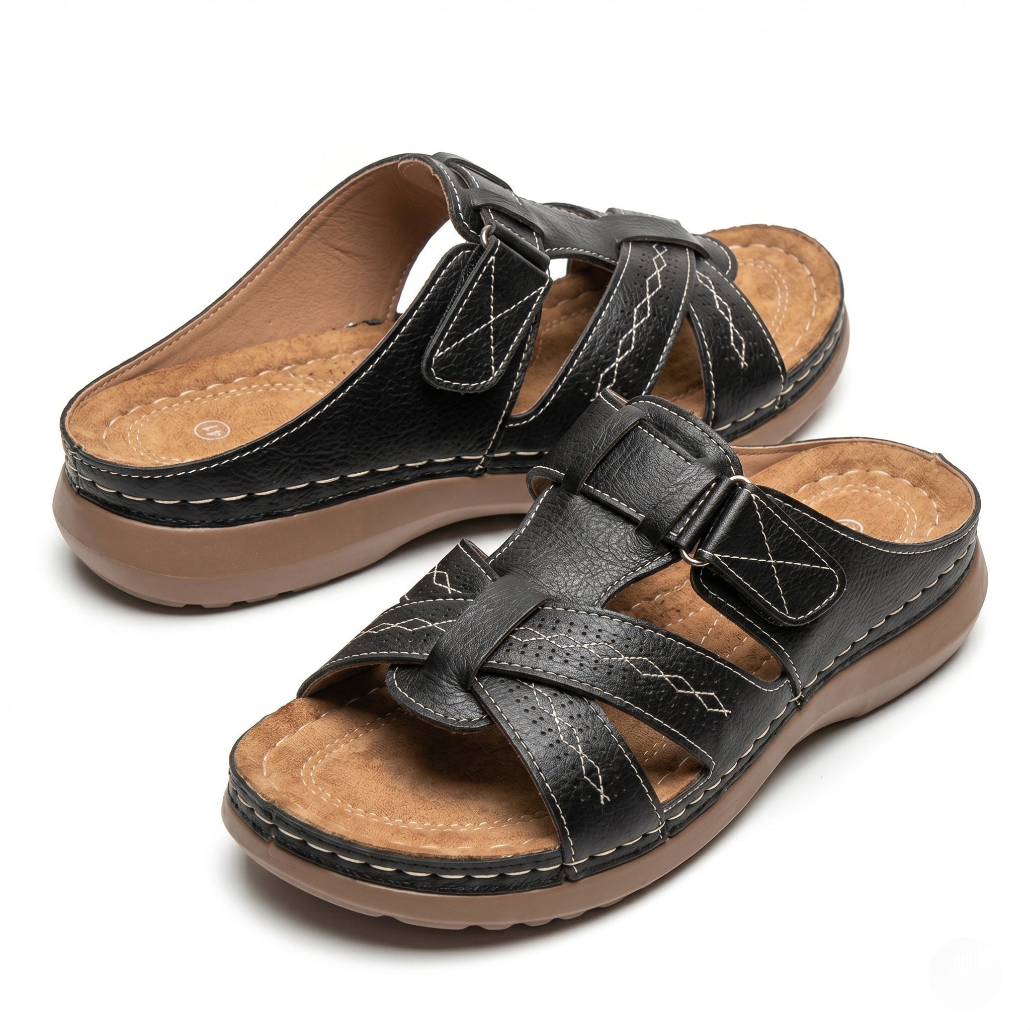 Claire - Women's Orthopaedic Strap Sandals - Sandals - Black - Taylor & Bennett