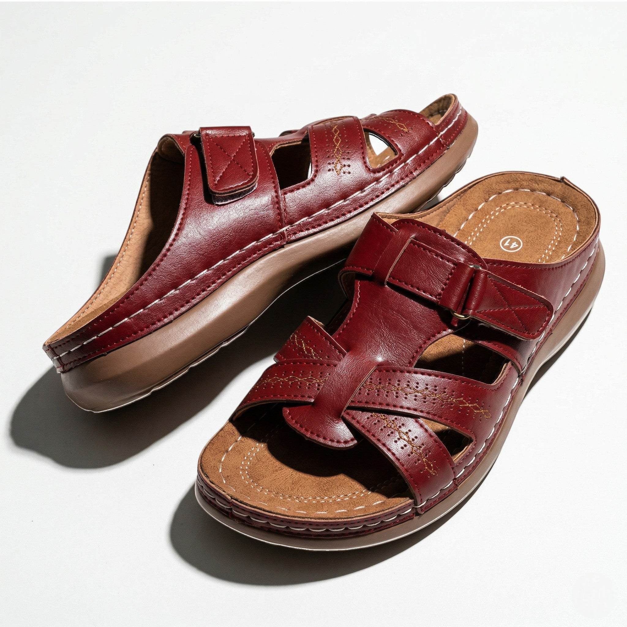 Claire - Women's Orthopaedic Strap Sandals - Sandals - Red - Taylor & Bennett