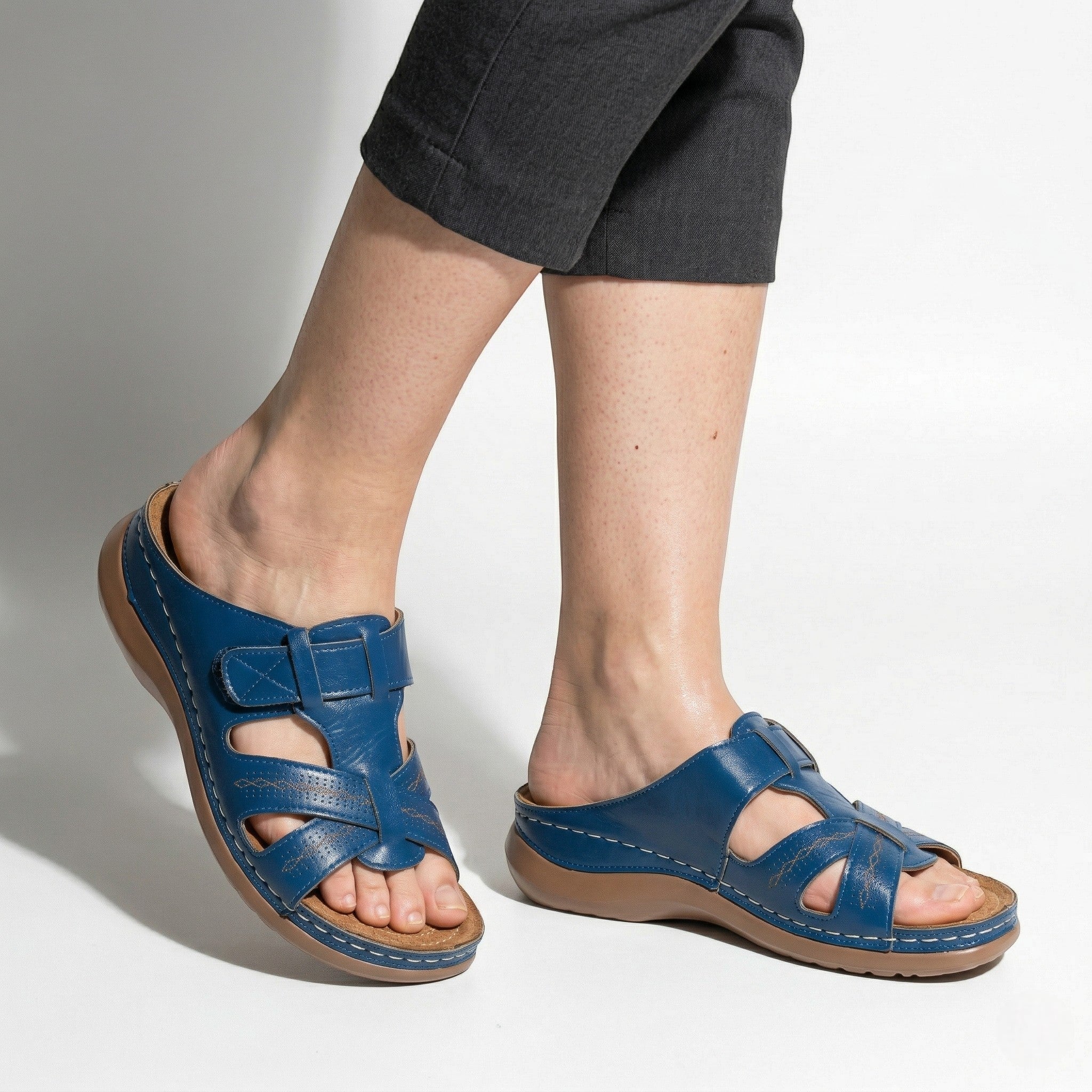 Claire - Women's Orthopaedic Strap Sandals - Sandals - Blue - Taylor & Bennett