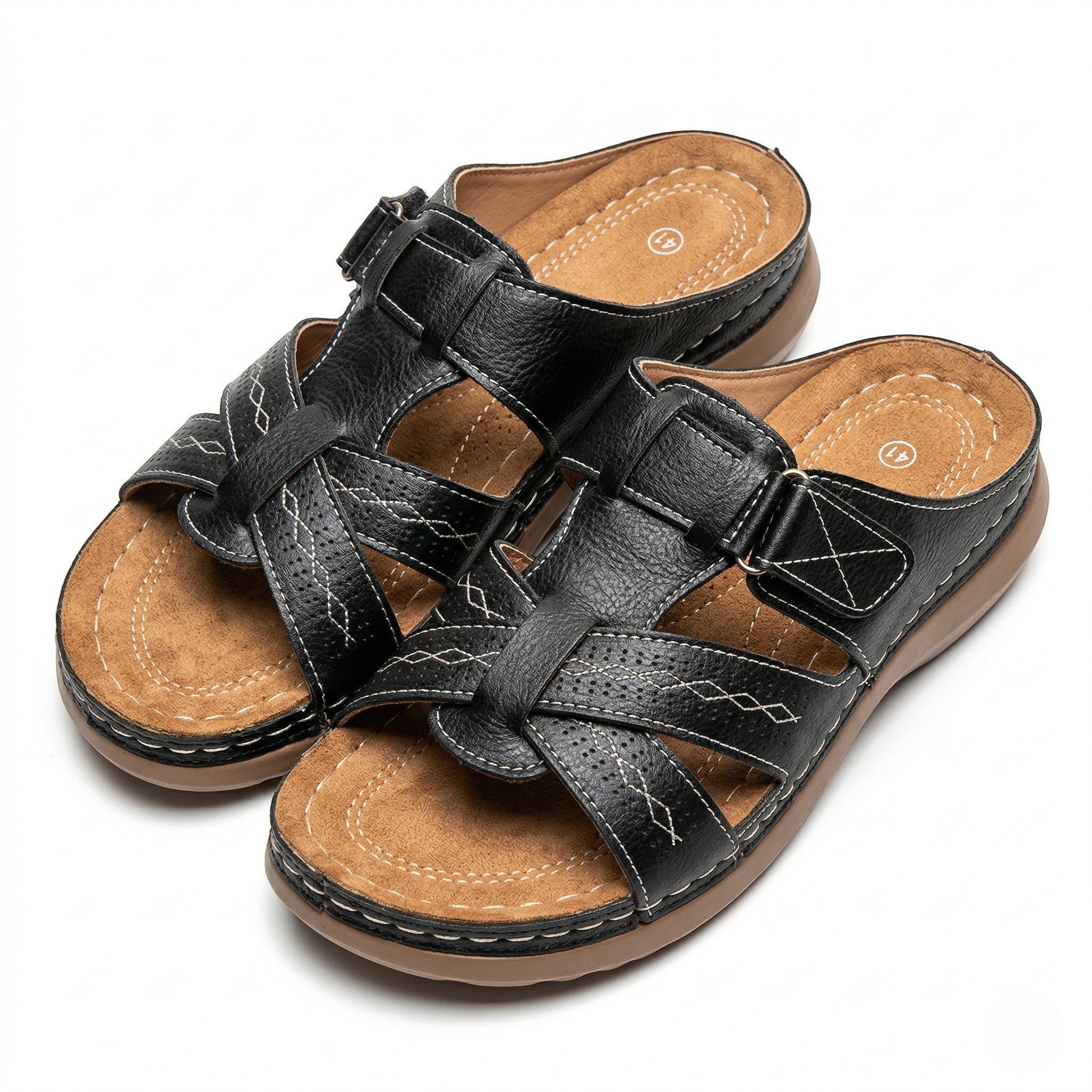 Claire - Women's Orthopaedic Strap Sandals - Sandals - Black - Taylor & Bennett