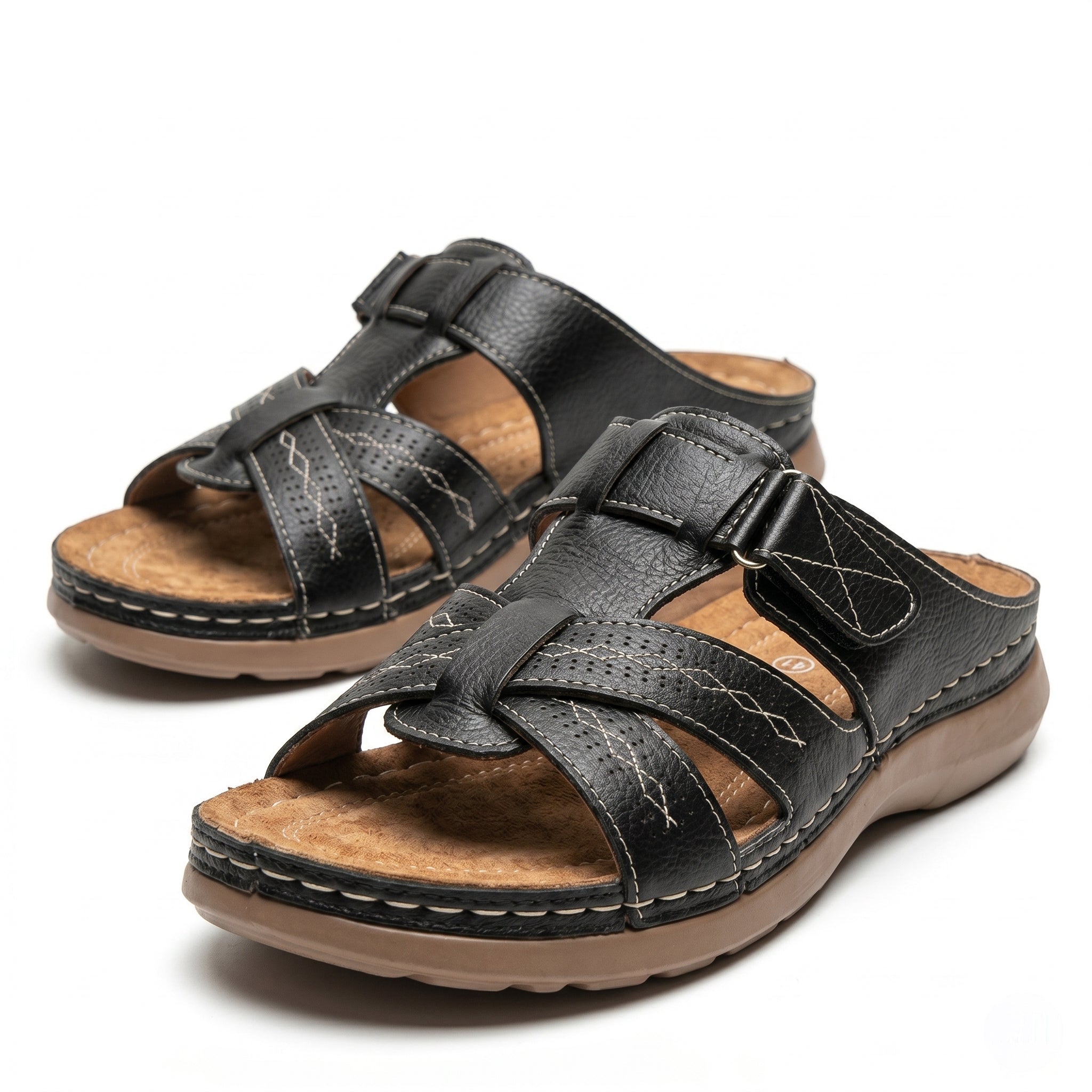 Claire - Women's Orthopaedic Strap Sandals - Sandals - Black - Taylor & Bennett