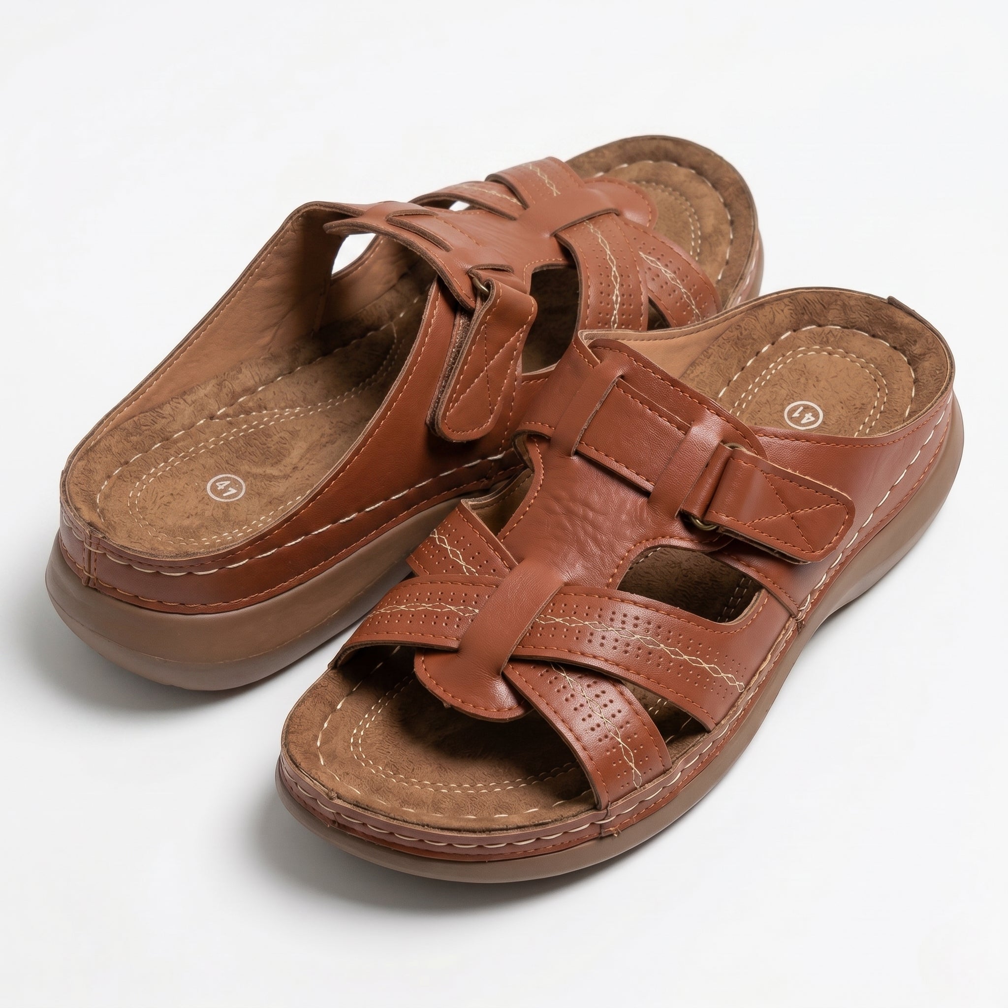 Claire - Women's Orthopaedic Strap Sandals - Sandals - Brown - Taylor & Bennett