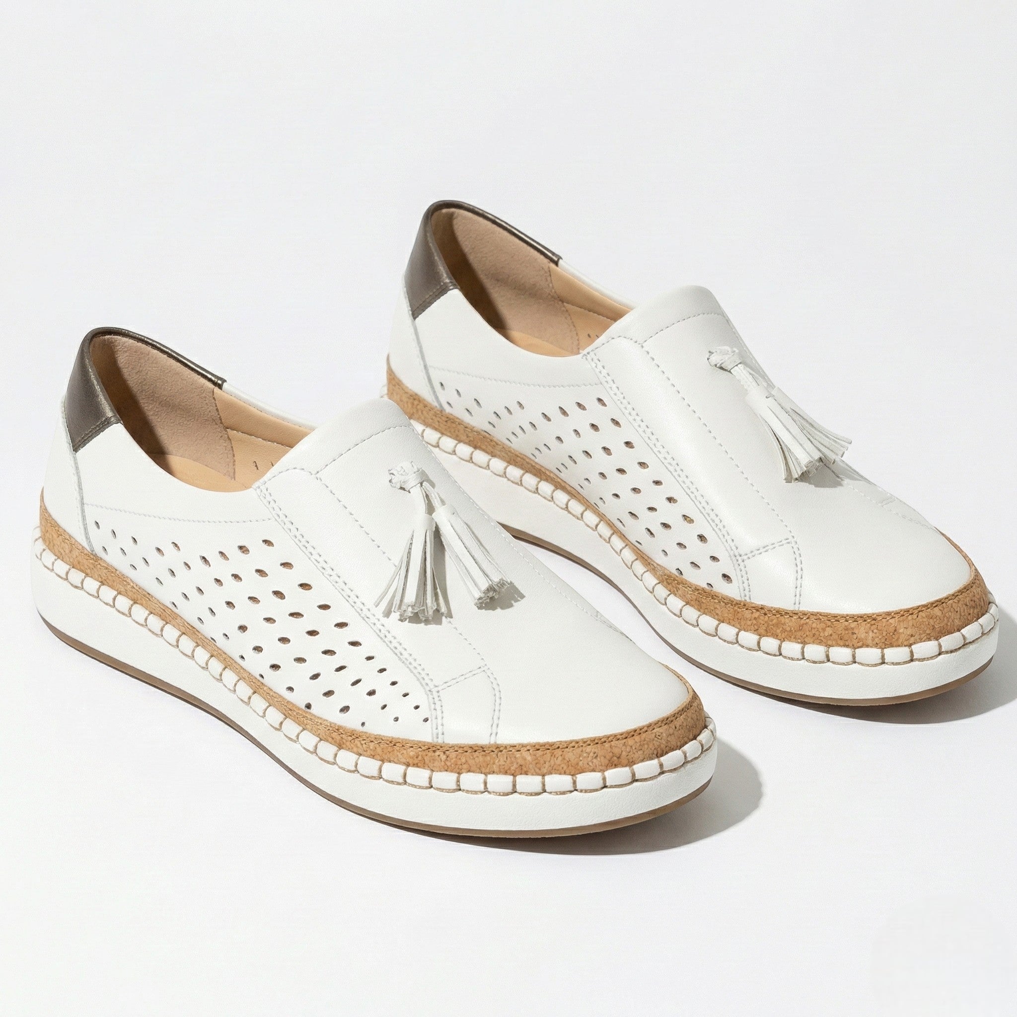Claire - Women's Perforated Slip - On Shoes - Shoes - White - Taylor & Bennett