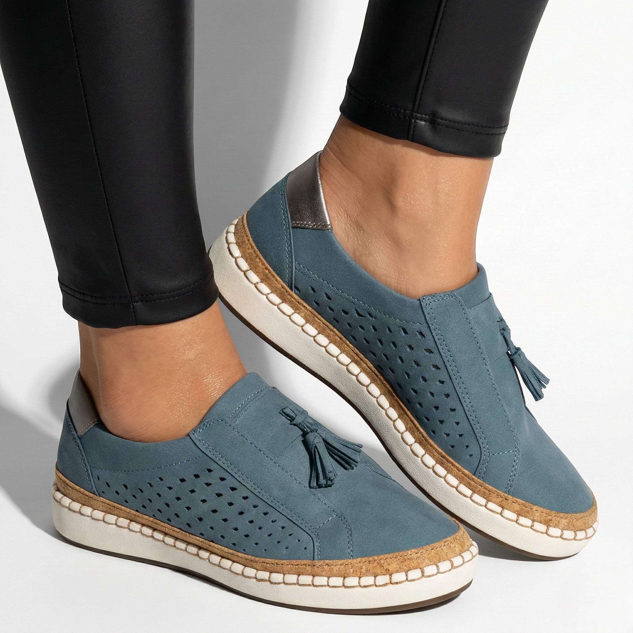 Claire - Women's Perforated Slip - On Shoes - Shoes - Blue - Taylor & Bennett