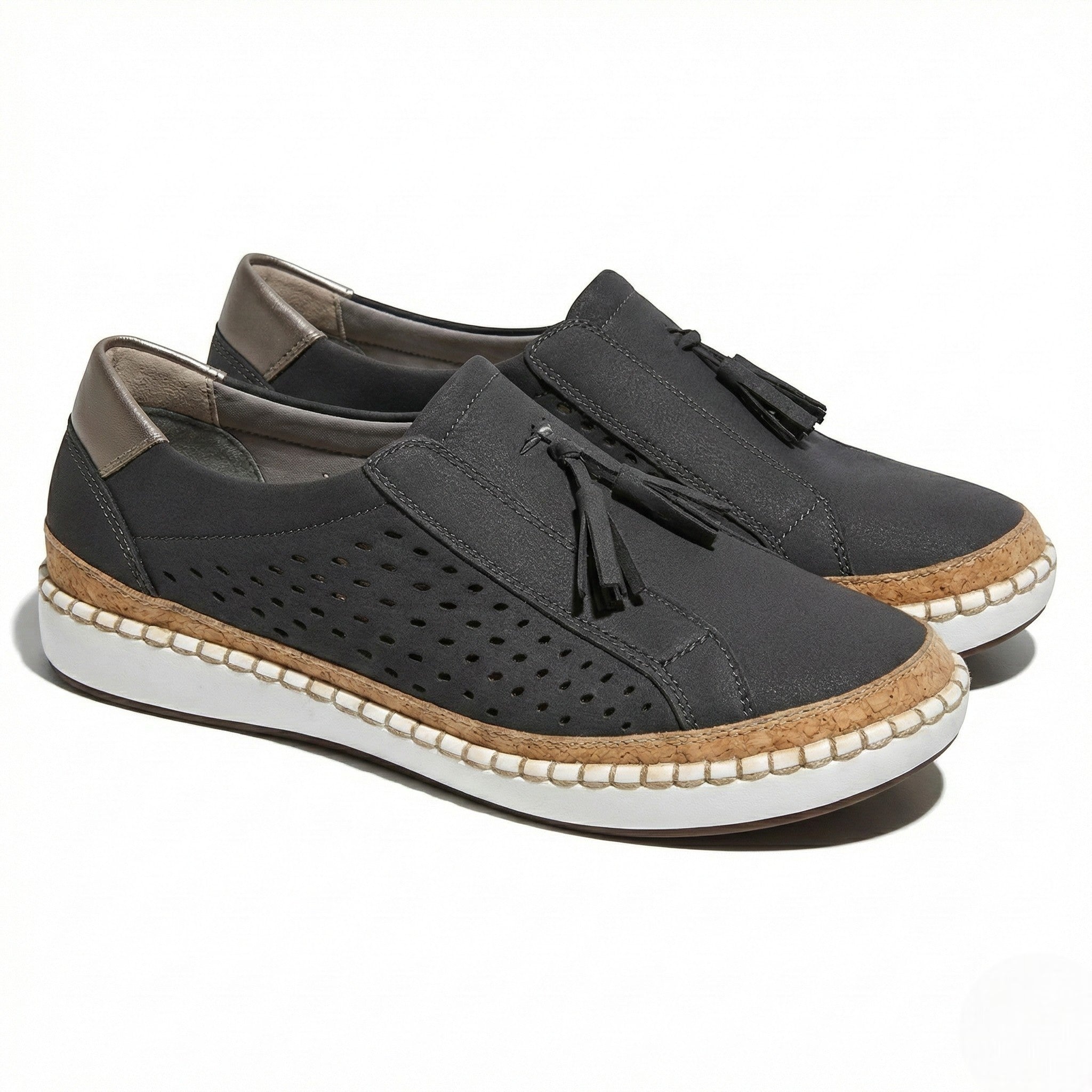 Claire - Women's Perforated Slip - On Shoes - Shoes - Black - Taylor & Bennett