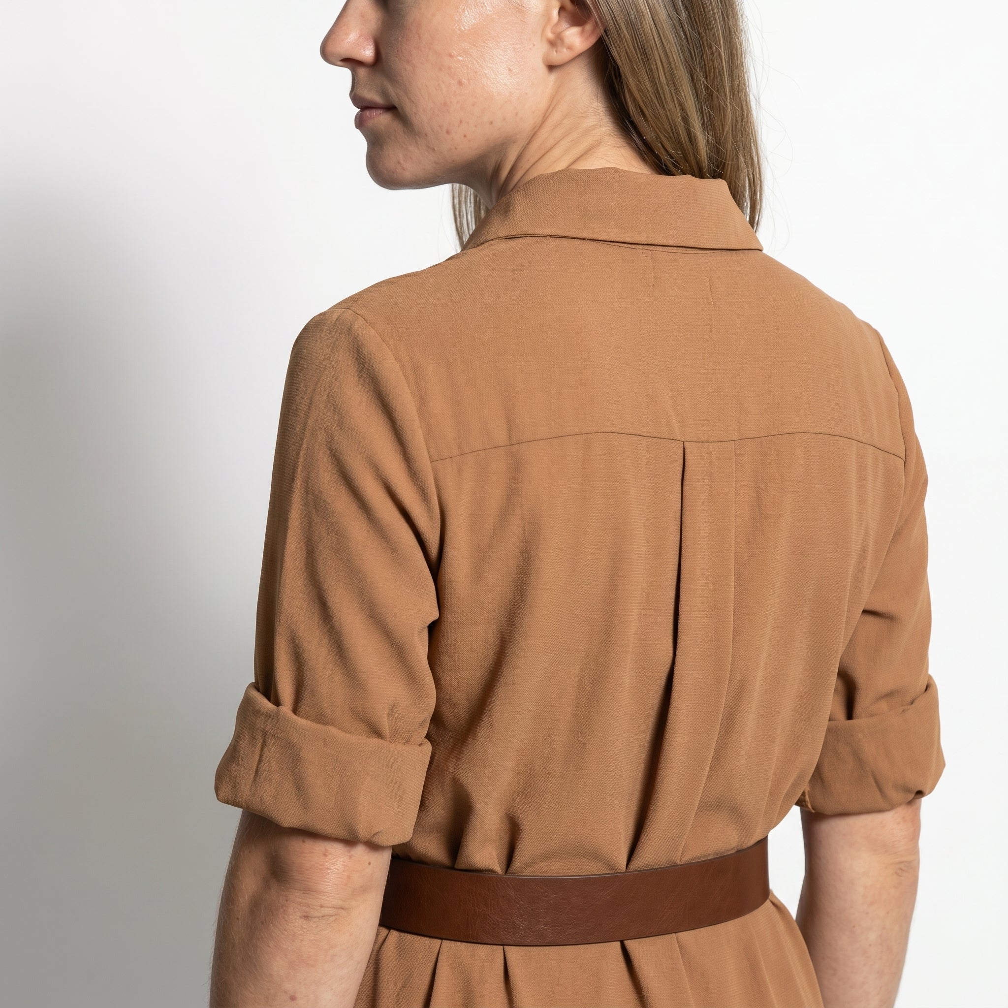 Clara - Women's Belted Wrap Maxi Dress - Maxi Dress - Khaki - Taylor & Bennett