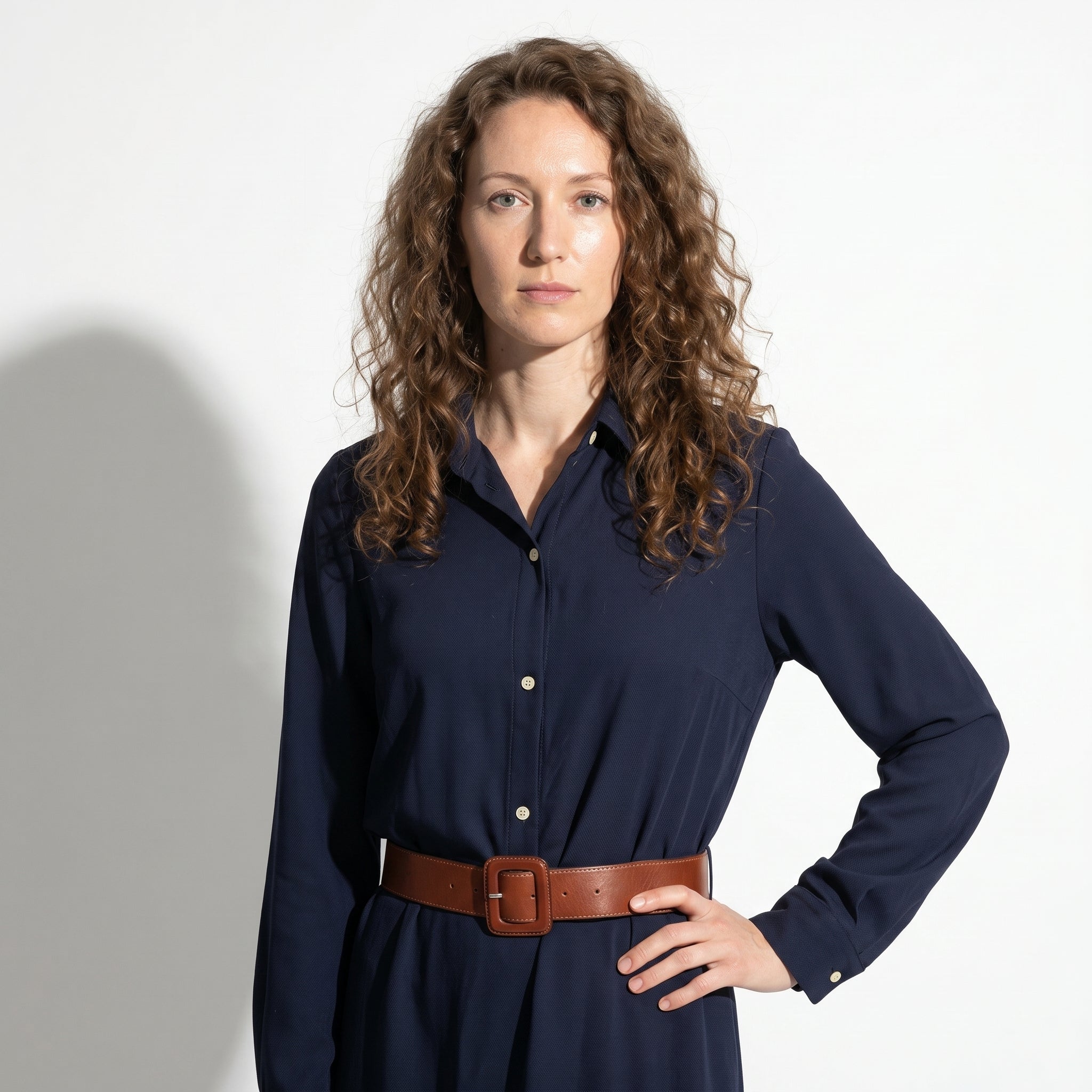 Clara - Women's Belted Wrap Maxi Dress - Maxi Dress - Navy Blue - Taylor & Bennett