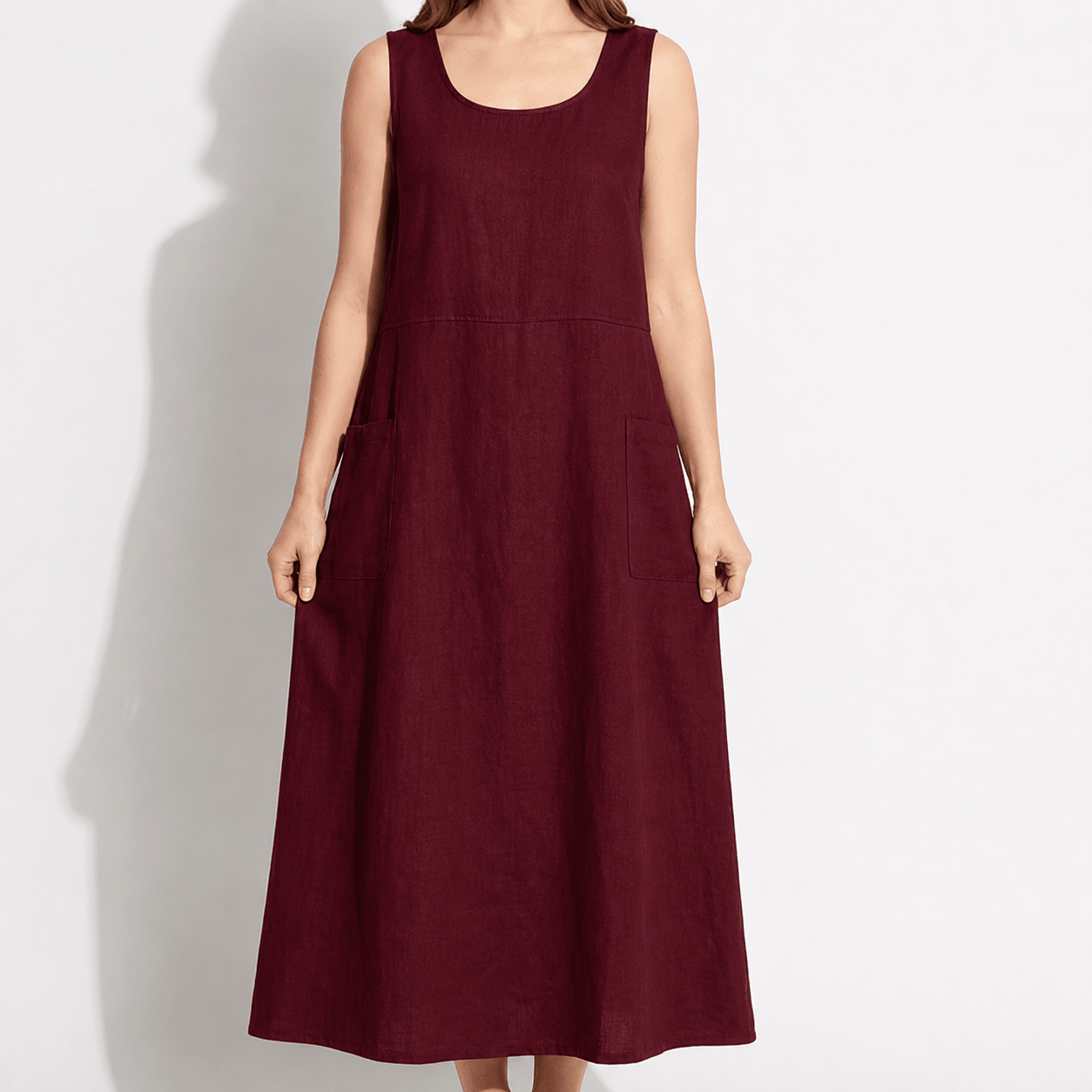 Clara - Women's Sleeveless Relaxed Fit Summer Maxi Dress - Dress - Burgundy - Taylor & Bennett
