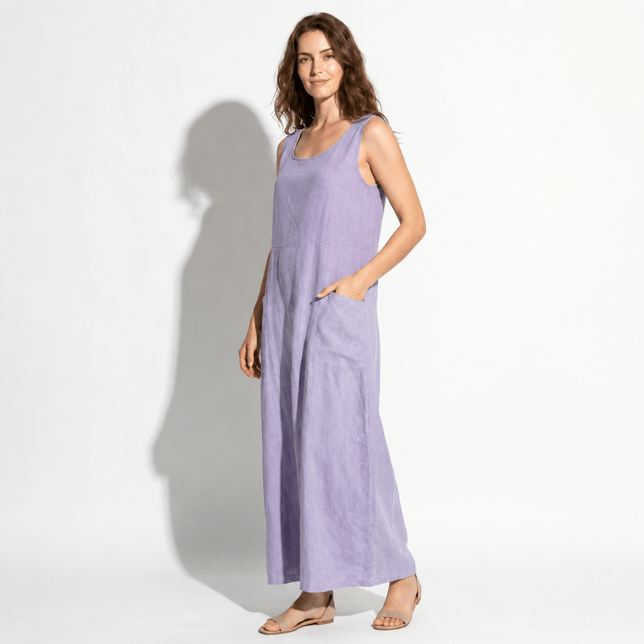 Clara - Women's Sleeveless Relaxed Fit Summer Maxi Dress - Dress - Purple - Taylor & Bennett