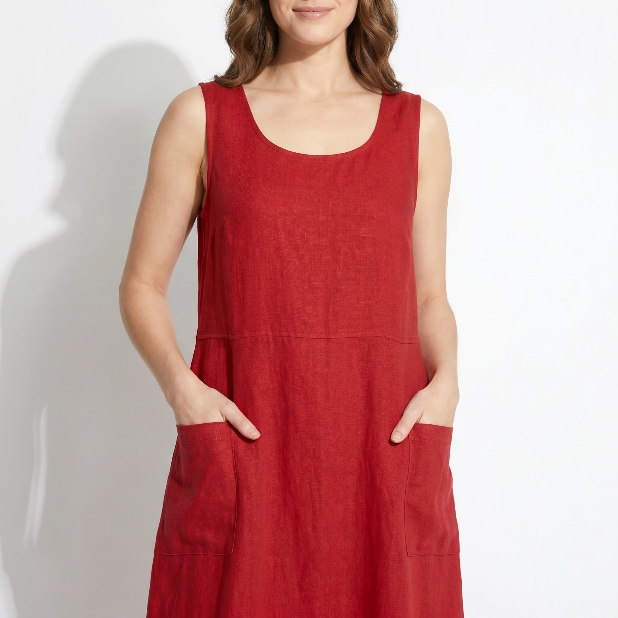 Clara - Women's Sleeveless Relaxed Fit Summer Maxi Dress - Dress - Red - Taylor & Bennett