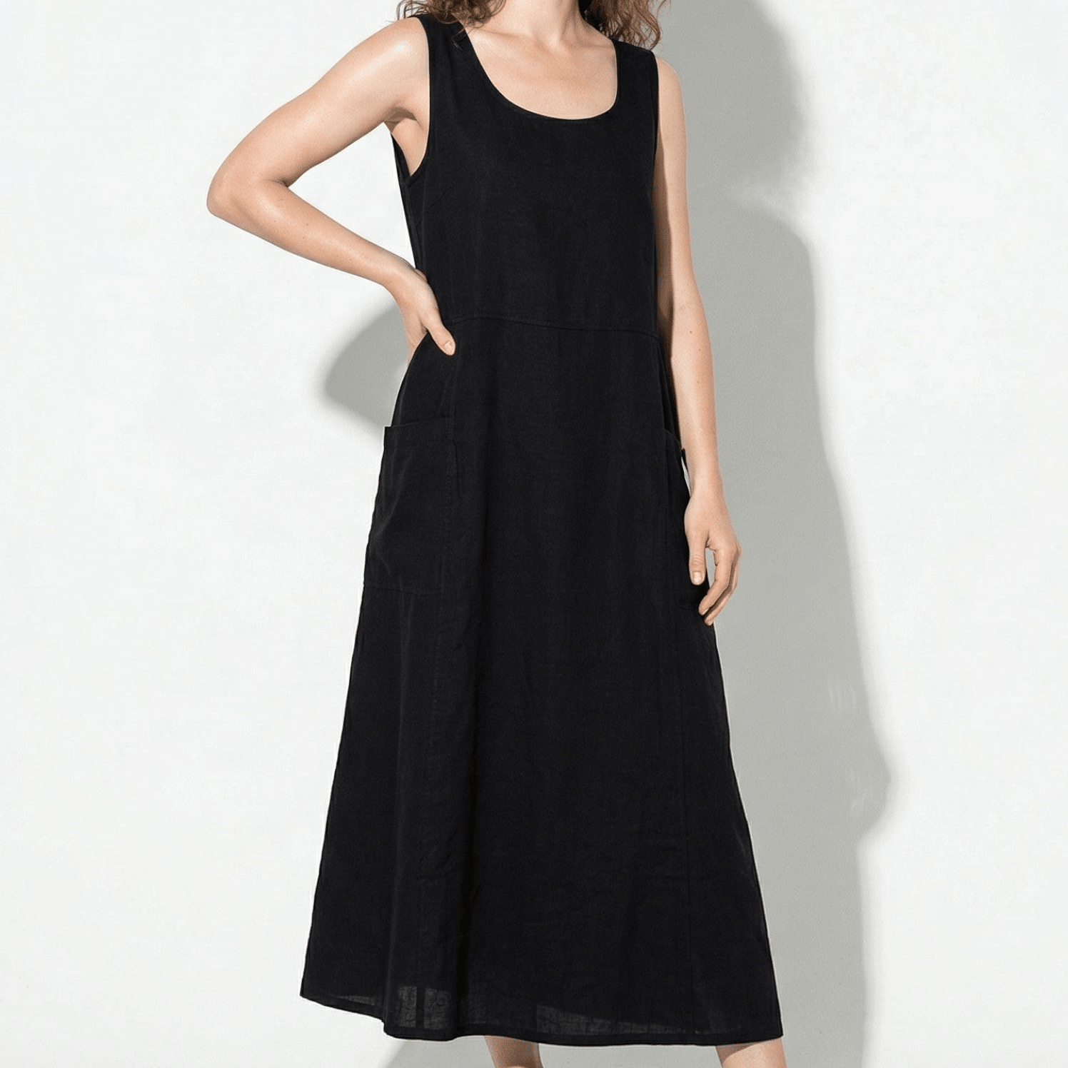 Clara - Women's Sleeveless Relaxed Fit Summer Maxi Dress - Dress - Black - Taylor & Bennett