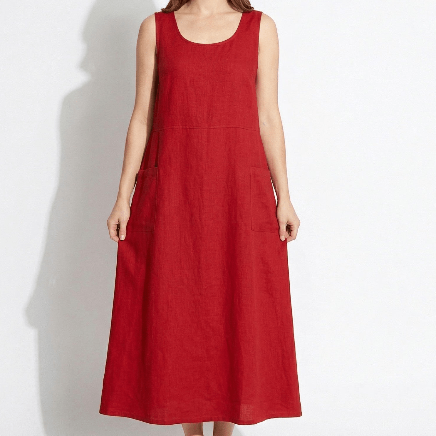 Clara - Women's Sleeveless Relaxed Fit Summer Maxi Dress - Dress - Red - Taylor & Bennett
