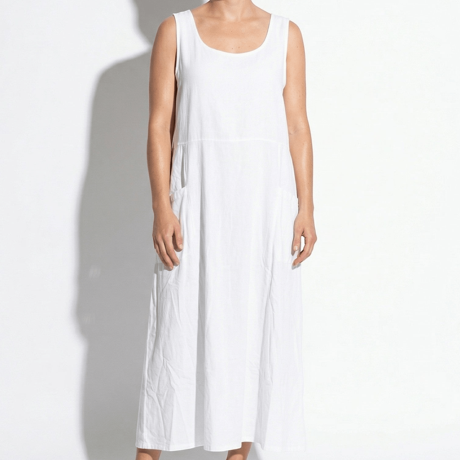 Clara - Women's Sleeveless Relaxed Fit Summer Maxi Dress - Dress - White - Taylor & Bennett