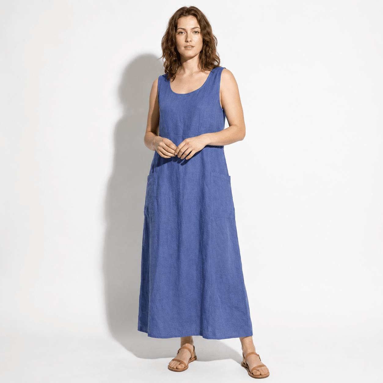 Clara - Women's Sleeveless Relaxed Fit Summer Maxi Dress - Dress - Blue - Taylor & Bennett