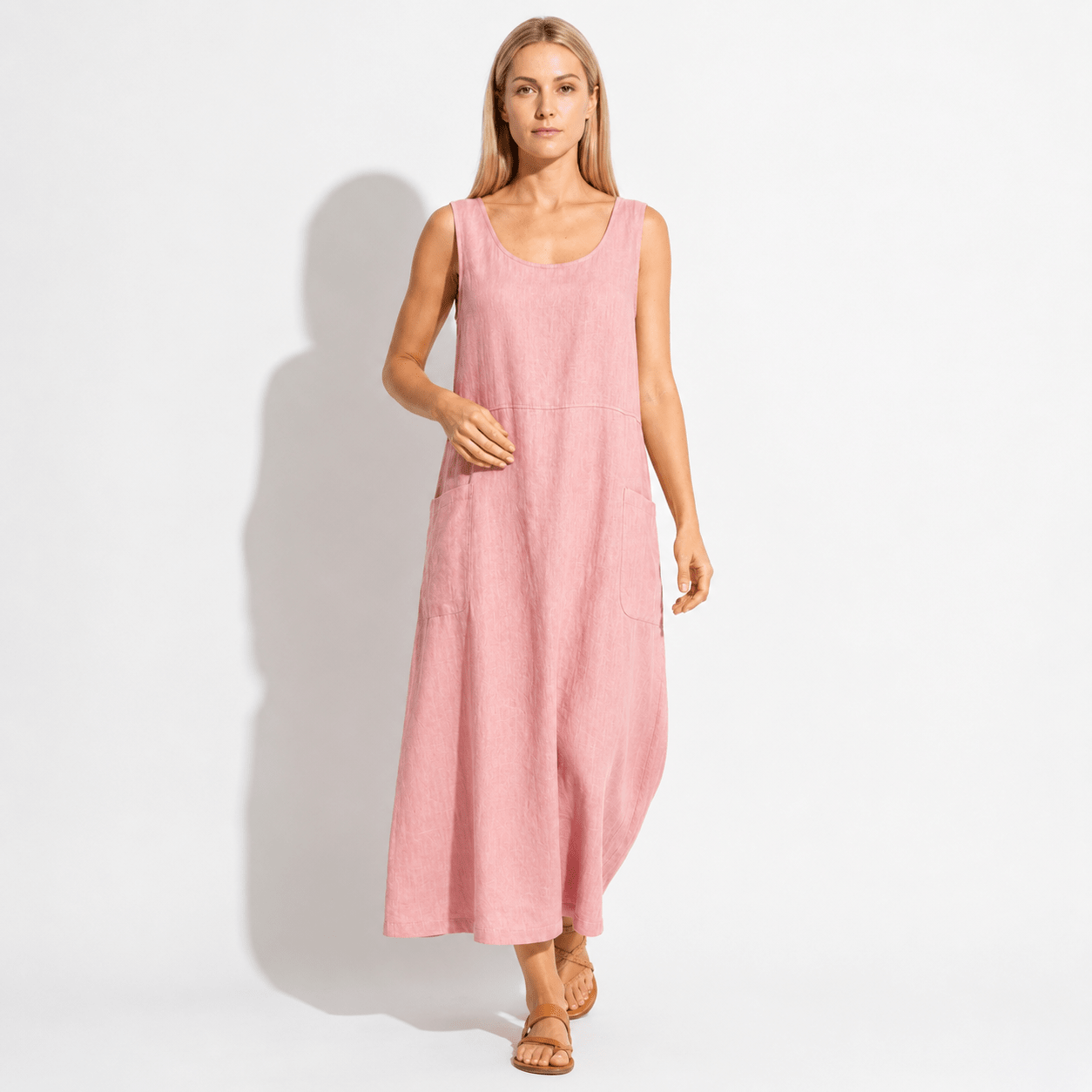 Clara - Women's Sleeveless Relaxed Fit Summer Maxi Dress - Dress - Pink - Taylor & Bennett