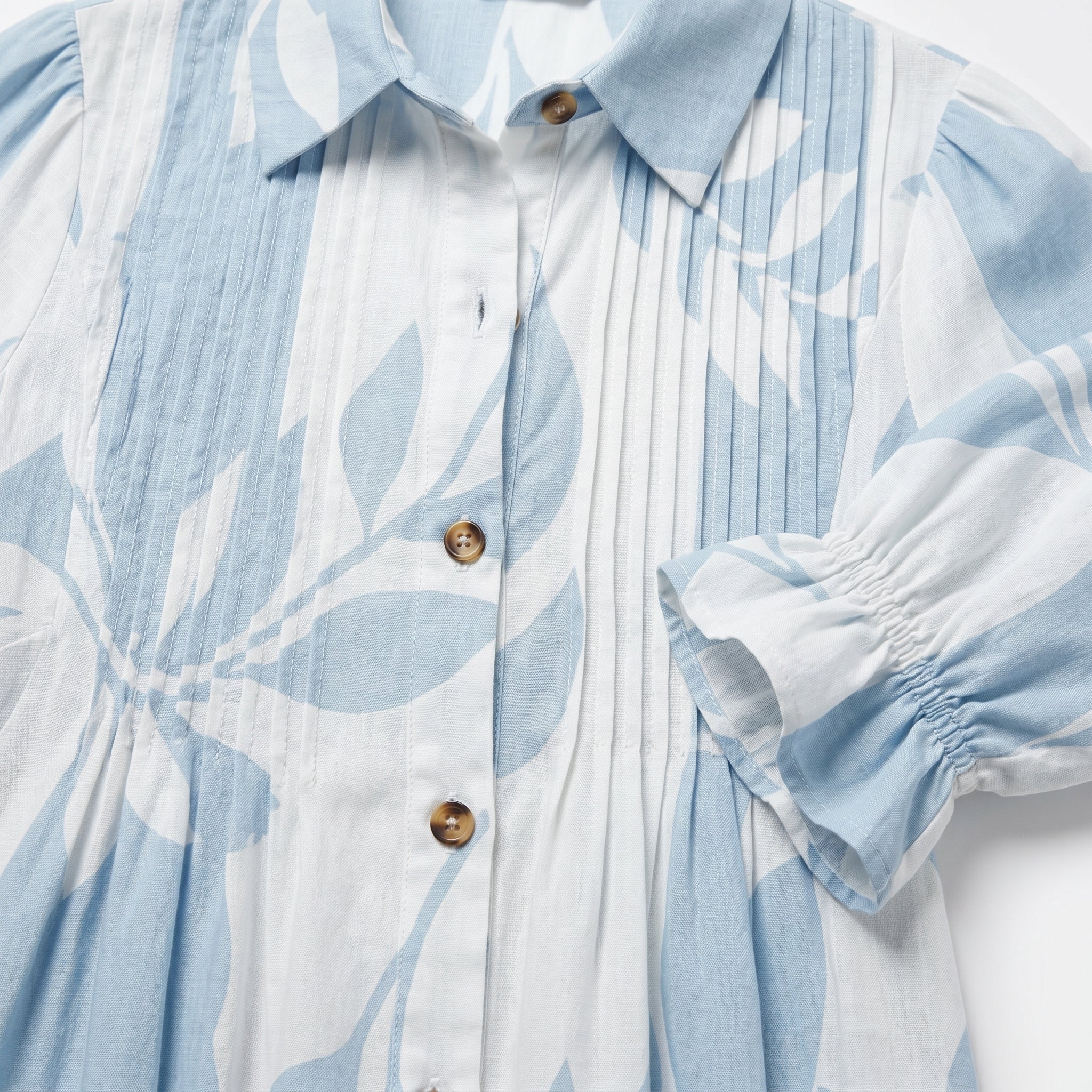 Clara - Women's Summer Pleated Button - Up Maxi Dress - Dress - Blue - Taylor & Bennett