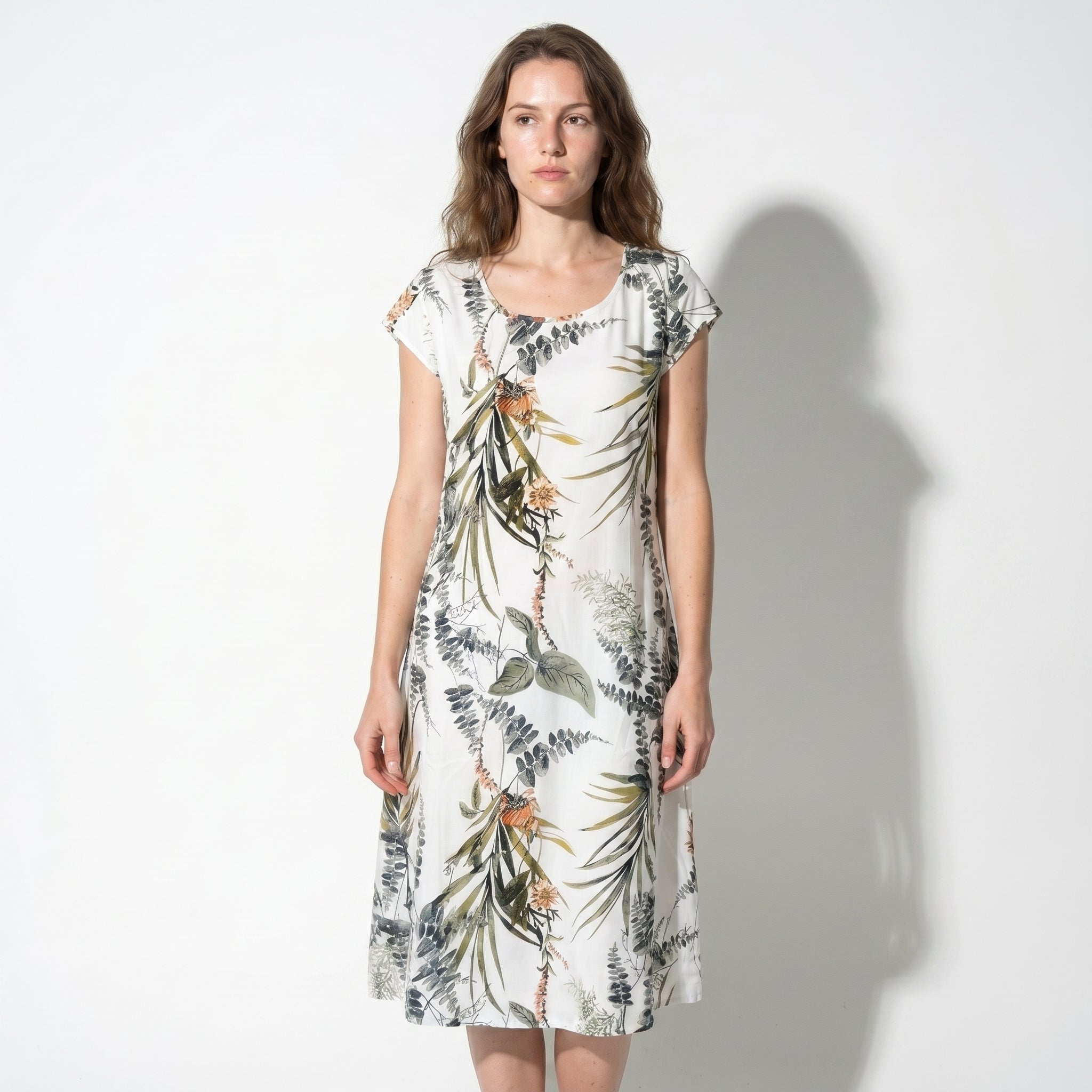 Clara - Women's Summer Print Cap Sleeve Midi Dress - Dresses - Green - Taylor & Bennett
